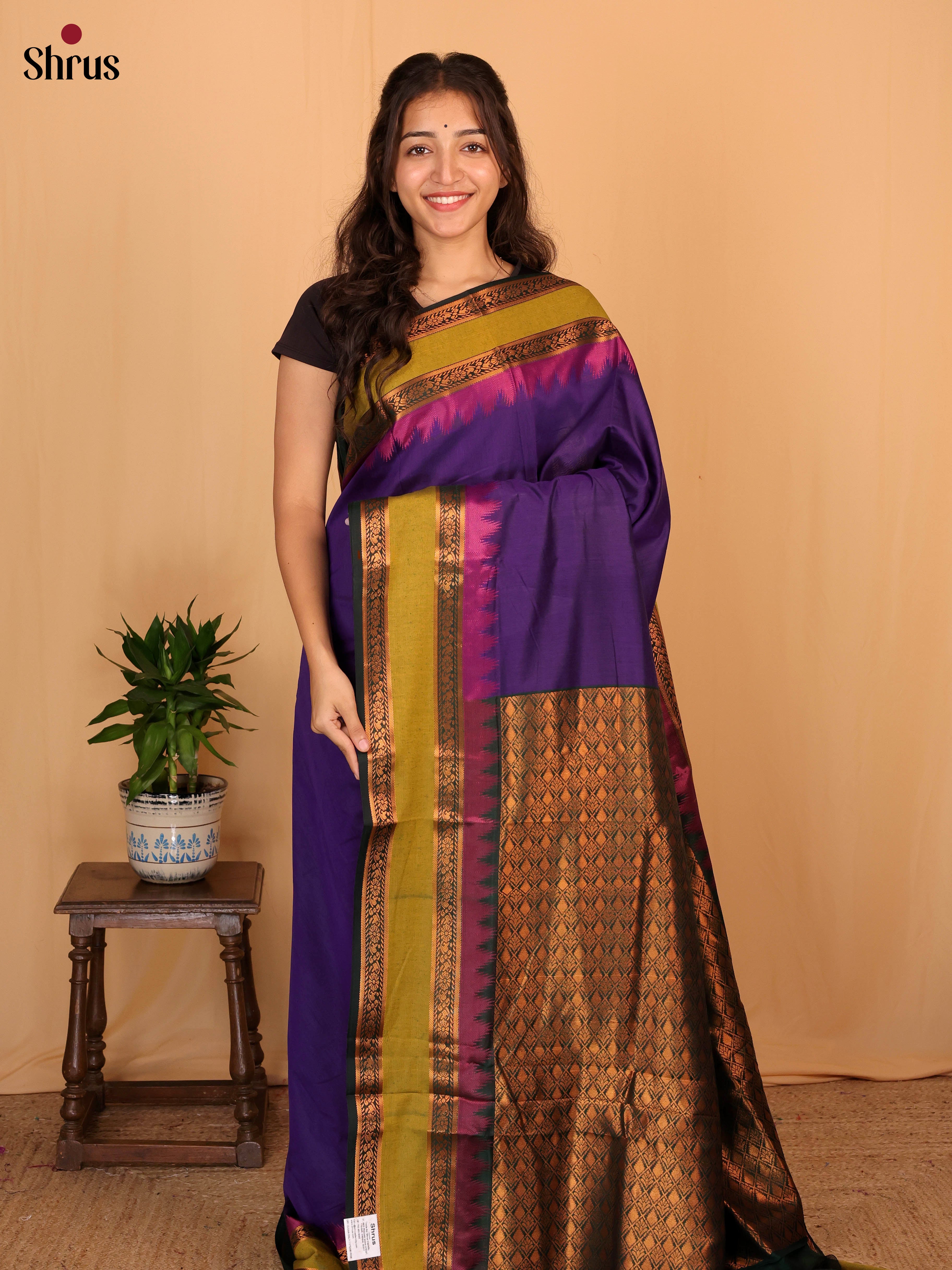 Violet & Green - Kalyani Cotton Saree - Shop on Shrus.com