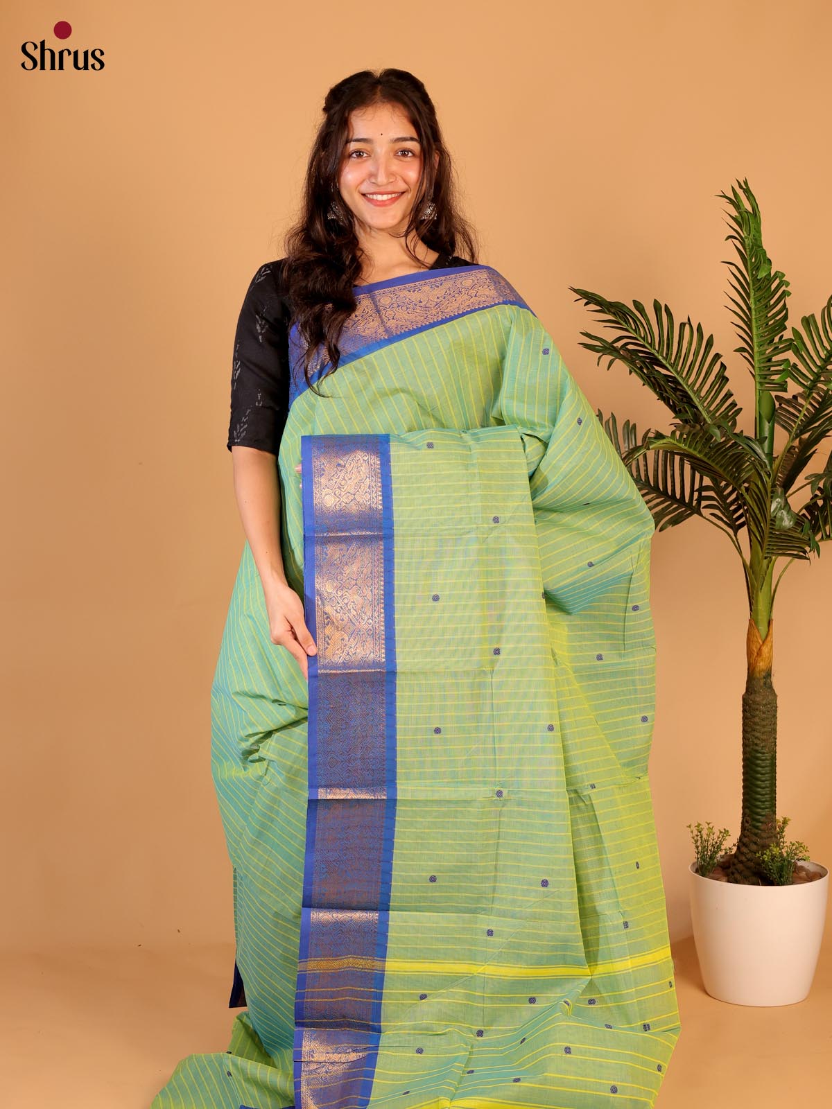 Green & Blue - Chettinad Cotton Saree - Shop on Shrus.com