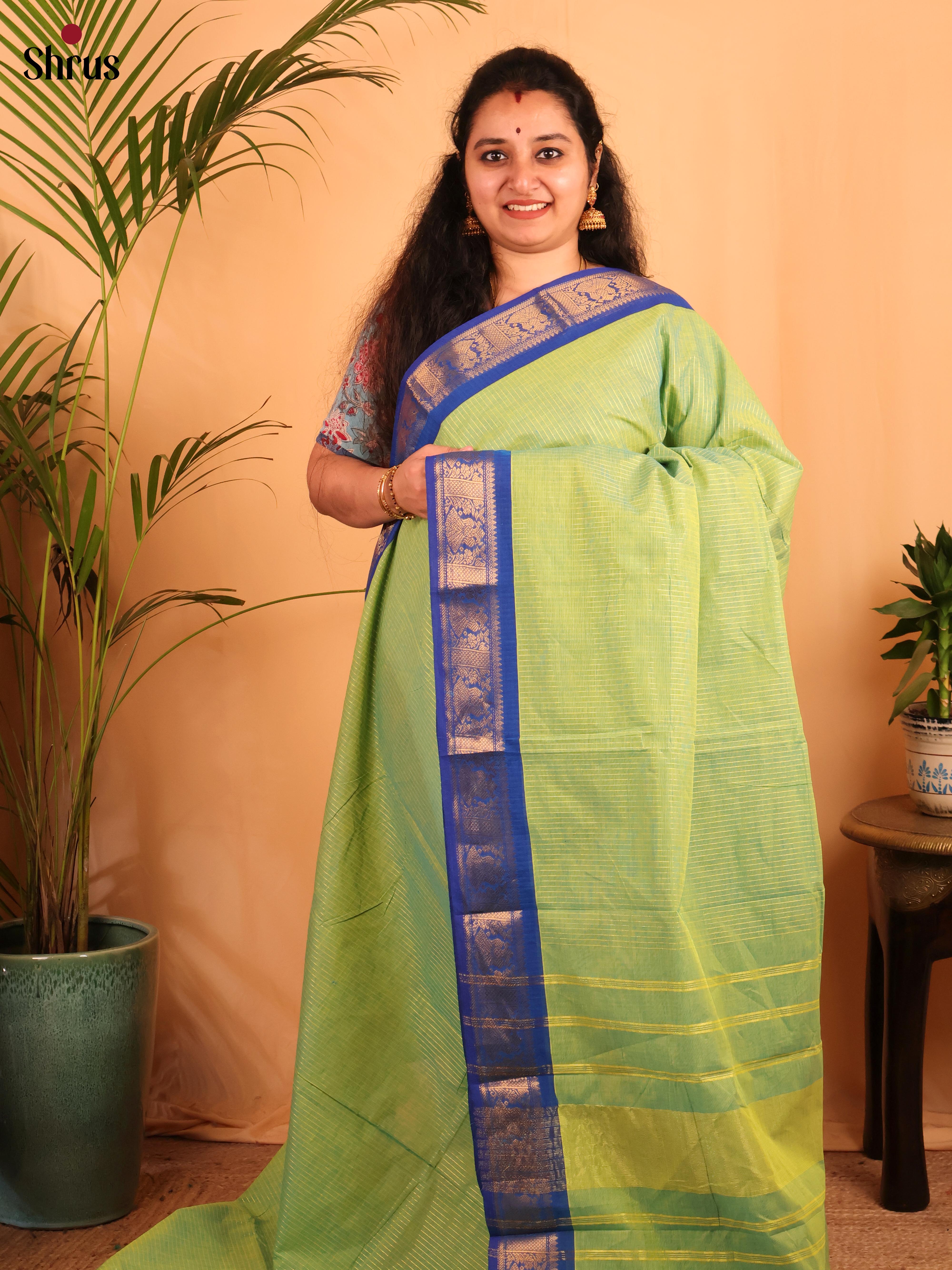 Green & Blue - Chettinad Cotton Saree - Shop on Shrus.com