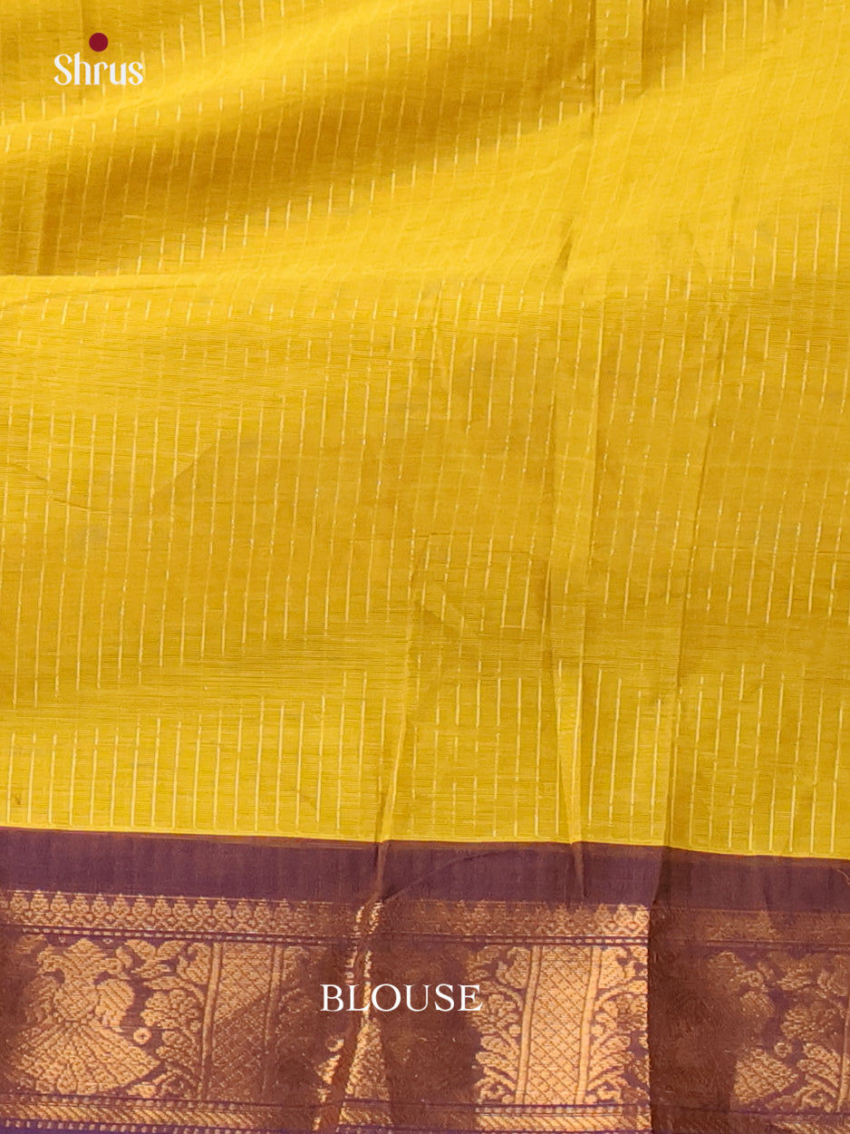 Yellow & Purple- Chettinad Cotton Saree - Shop on Shrus.com