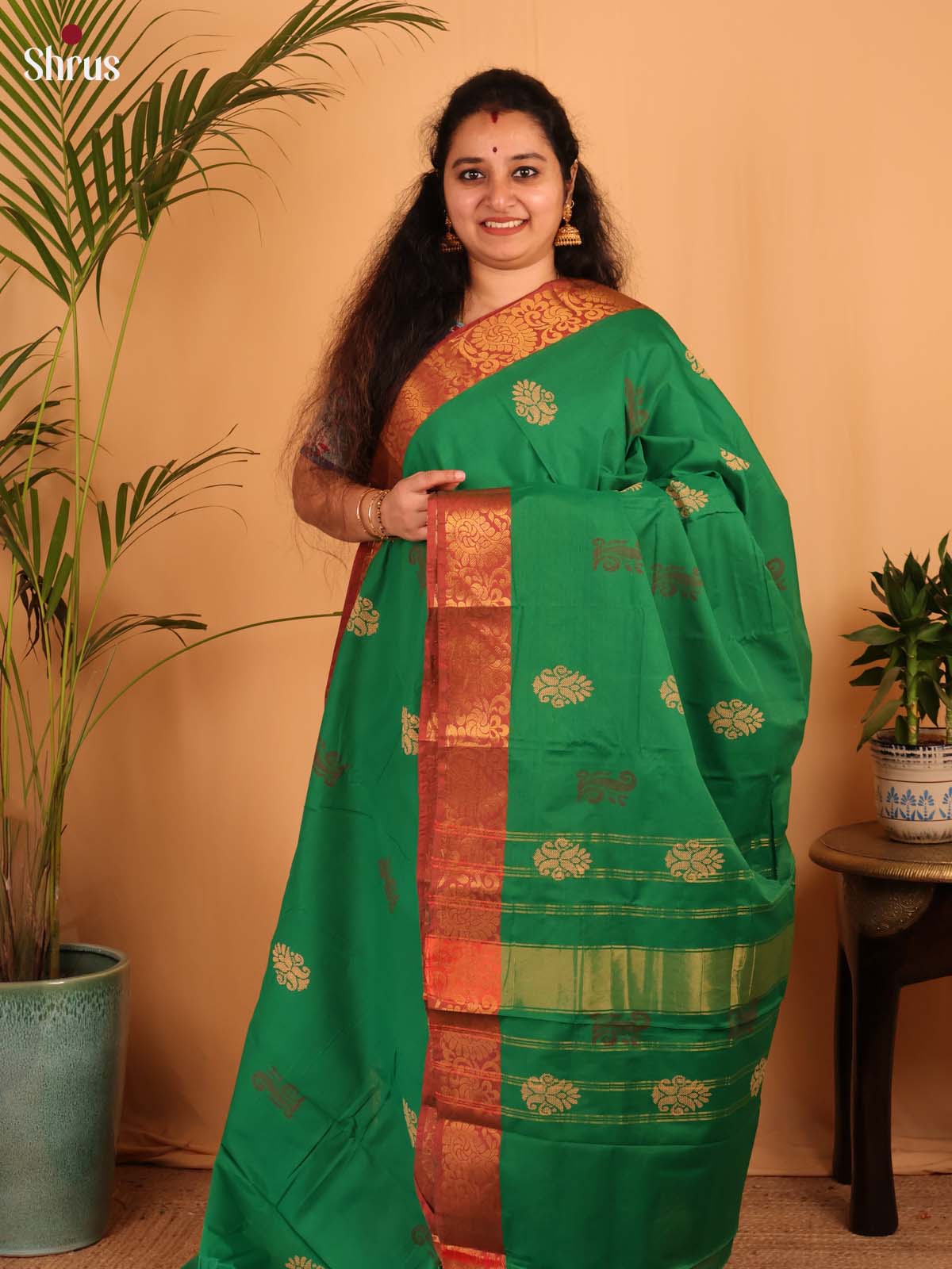 Green & Brown - Chettinad Cotton Saree - Shop on Shrus.com