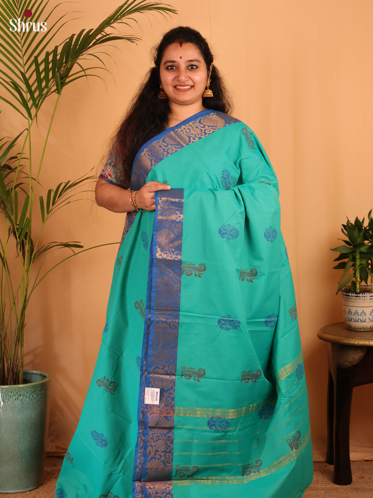 Green & Blue - Chettinad Cotton Saree - Shop on Shrus.com
