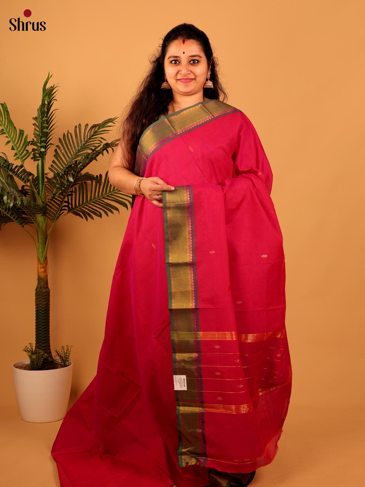 Pink & Green- Chettinad Cotton Saree - Shop on Shrus.com