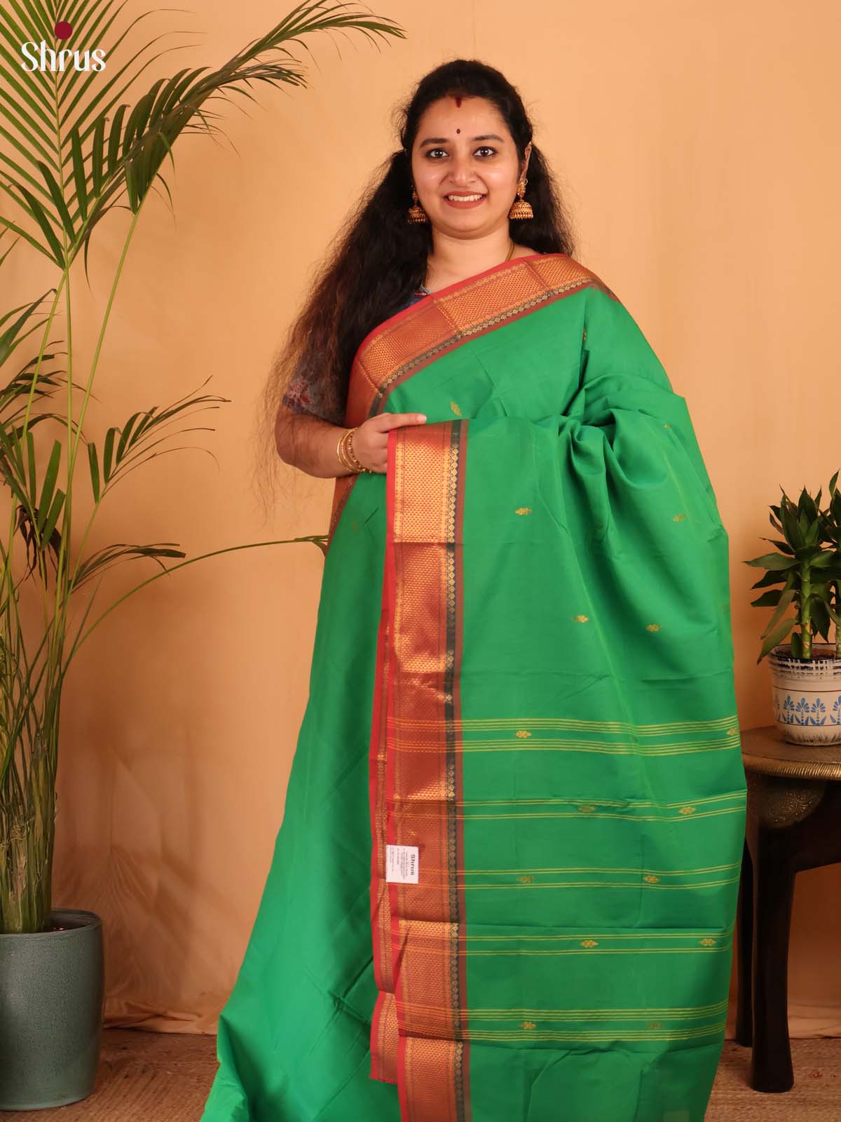 Green & Red - Chettinad Cotton Saree - Shop on Shrus.com