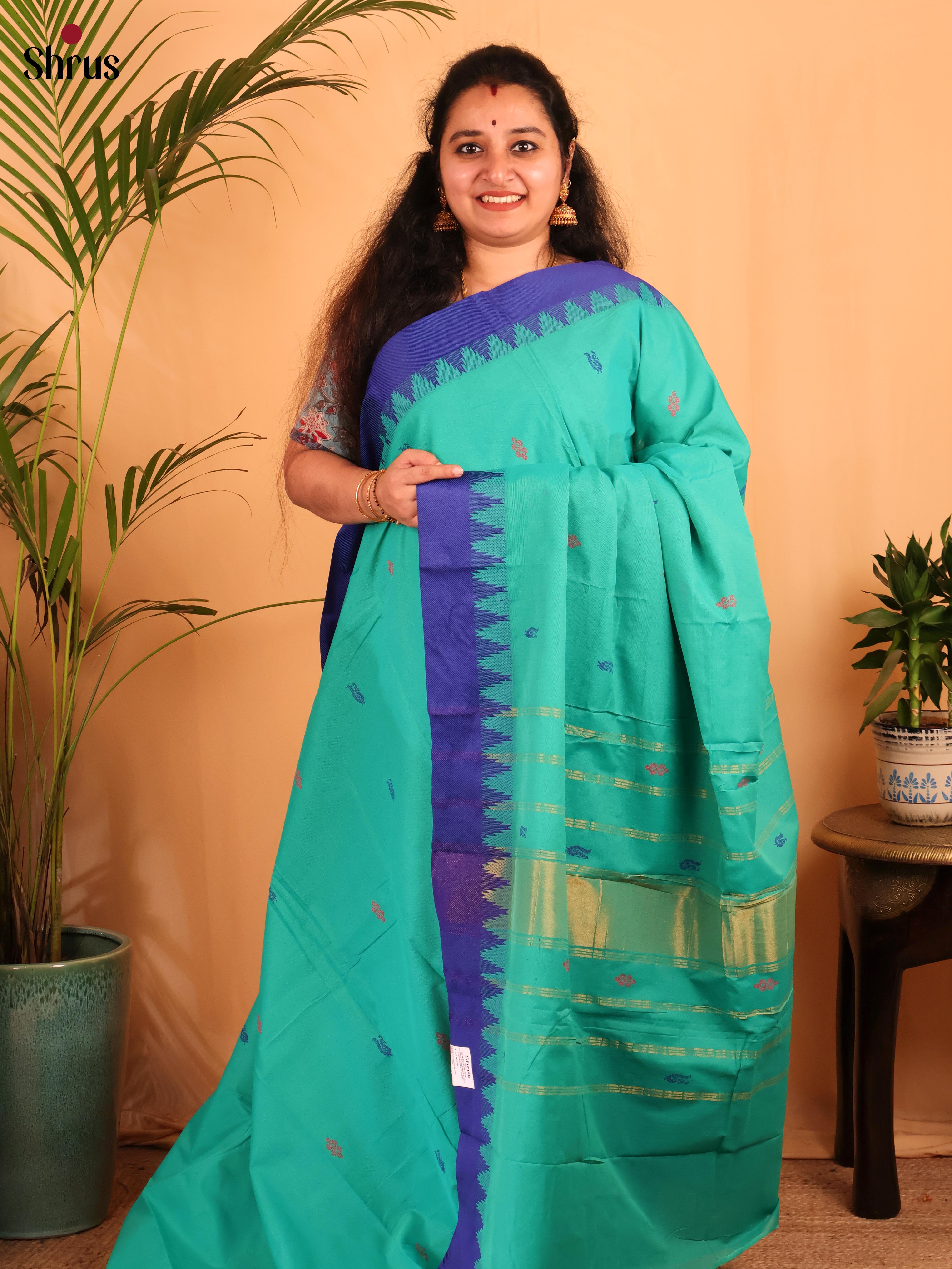 Green & Blue - Chettinad Cotton Saree - Shop on Shrus.com