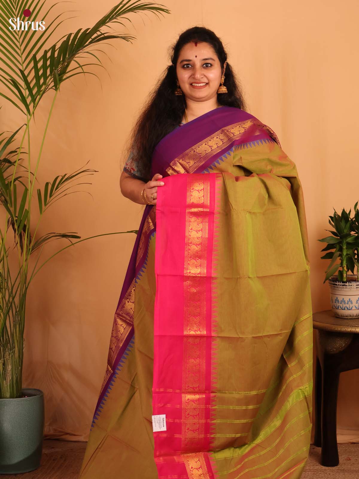 Green & Pink - Chettinad Cotton Saree - Shop on Shrus.com