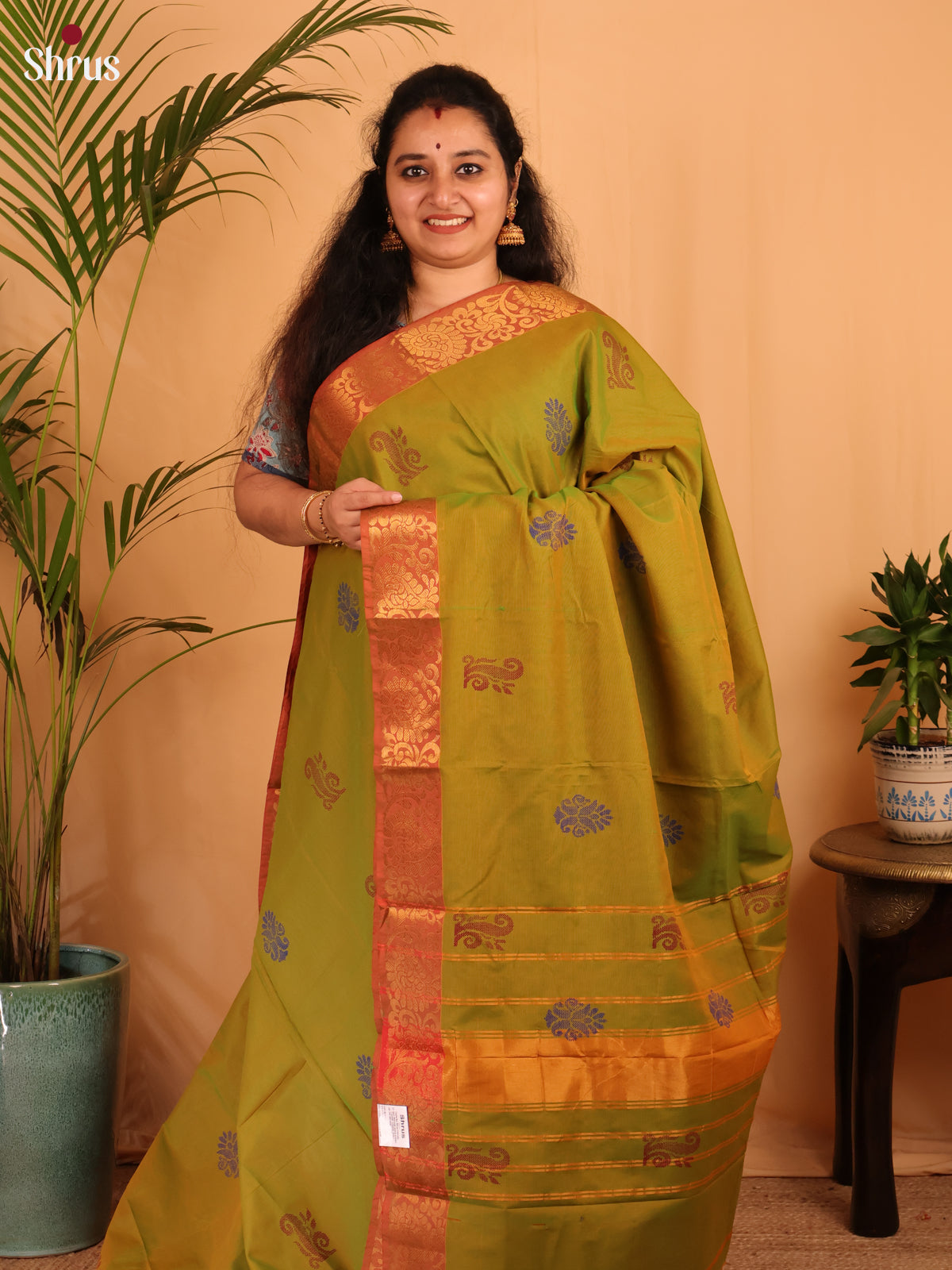 Green & Brown - Chettinad Cotton Saree - Shop on Shrus.com