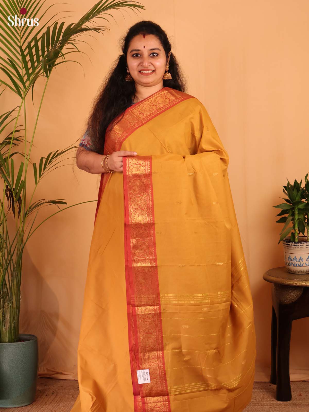 Mustard & Red - Chettinad Cotton Saree - Shop on Shrus.com