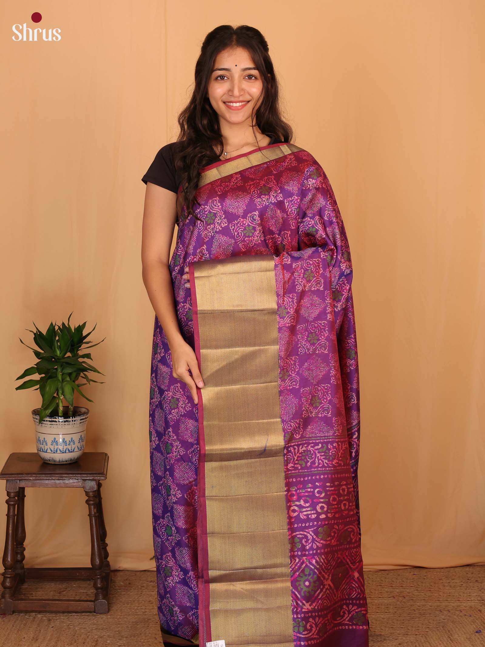 Purple - Semi Patola Saree - Shop on Shrus.com