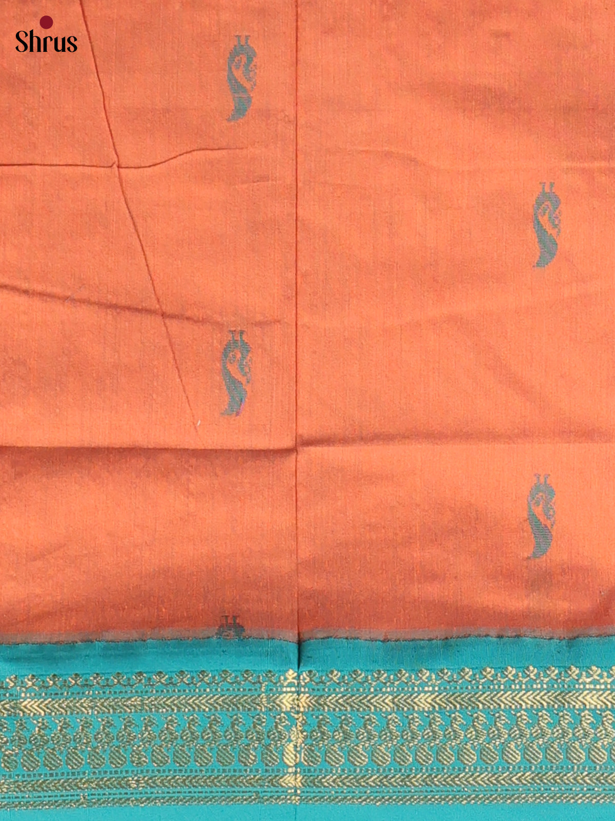 Orange & Green - Kalyani Cotton salwar unstitch - Shop on Shrus.com