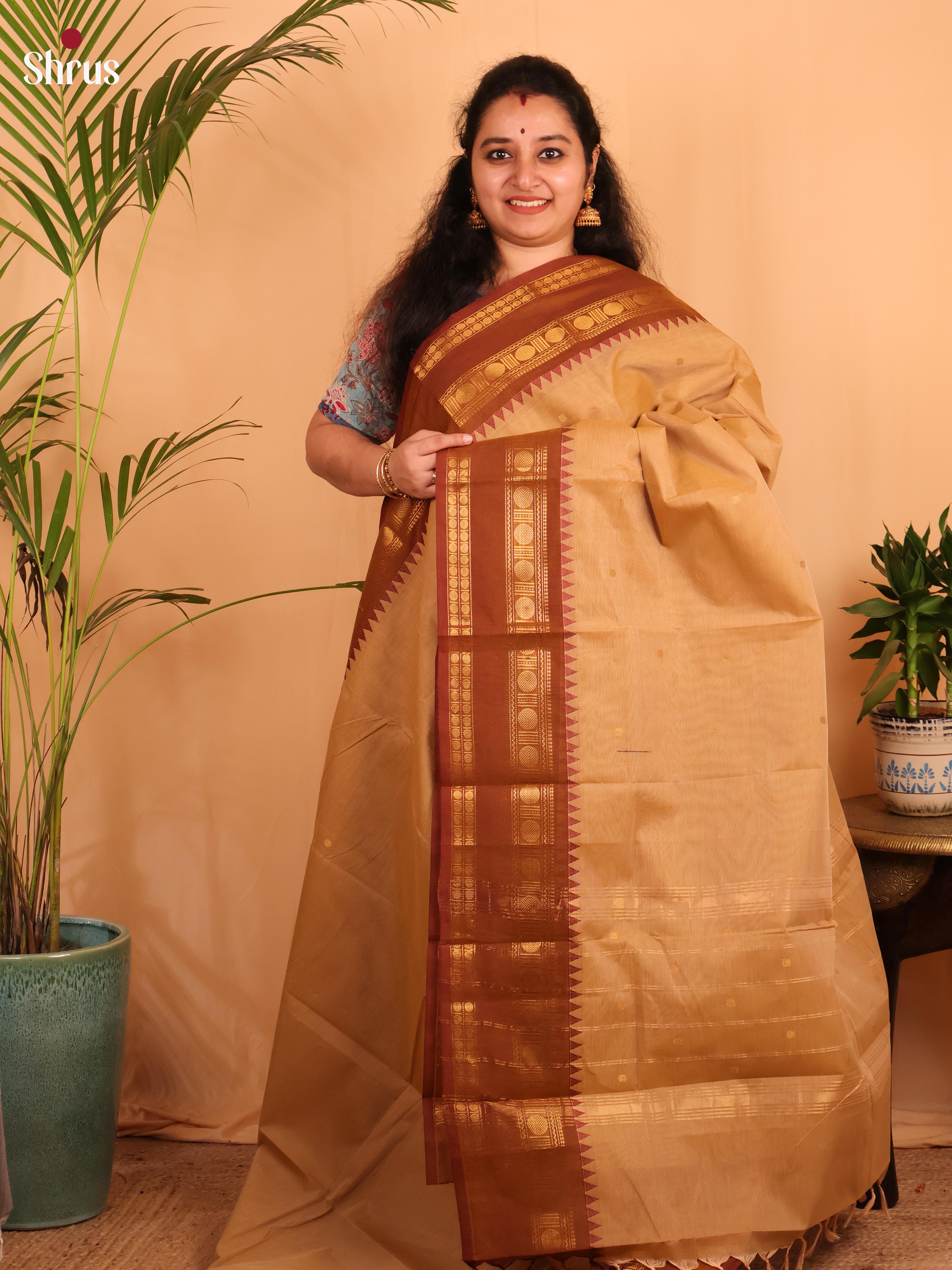 Lite Brown & Brown - Chettinad Cotton - Shop on Shrus.com