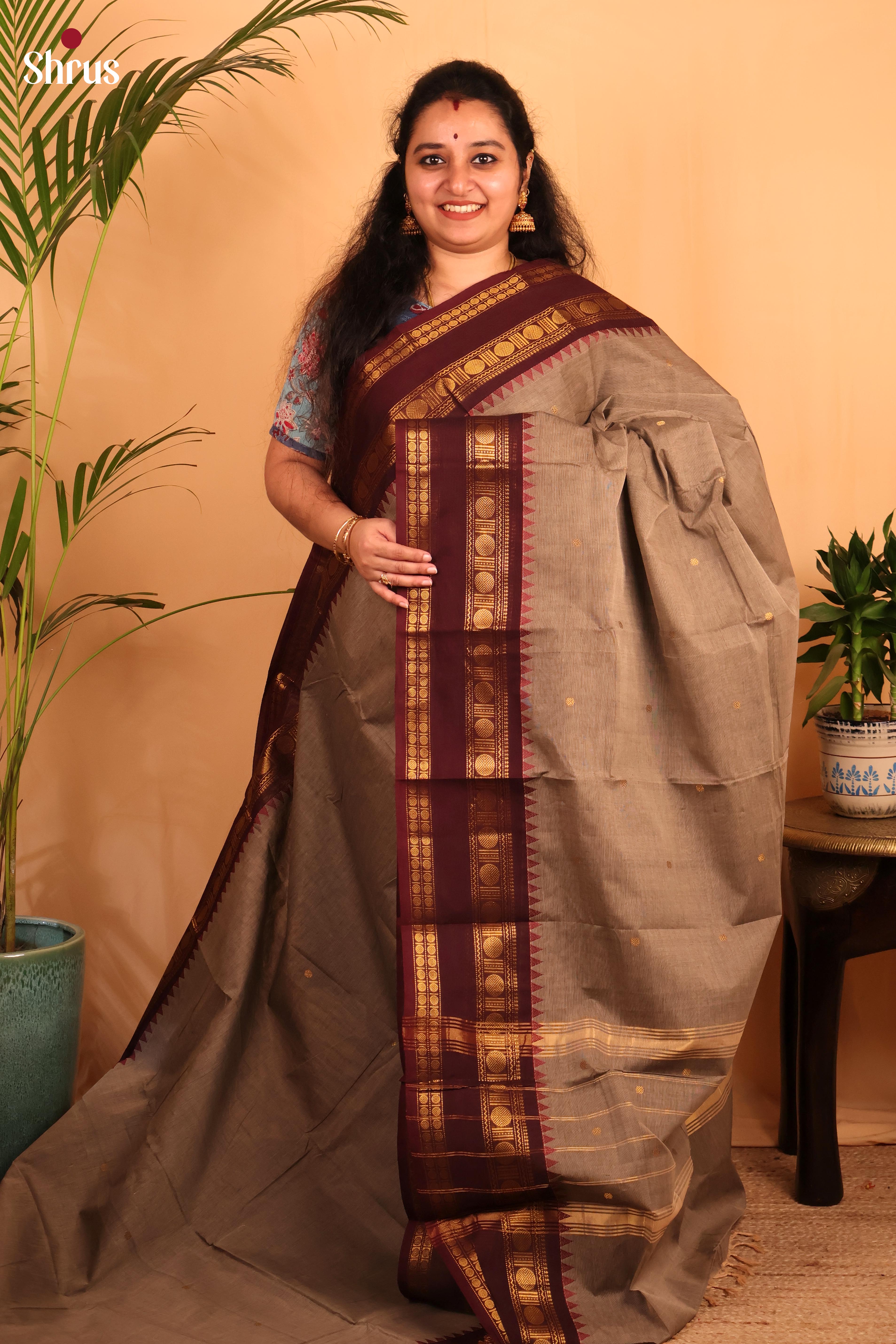 Lite Brown & Brown- Chettinad Cotton - Shop on Shrus.com
