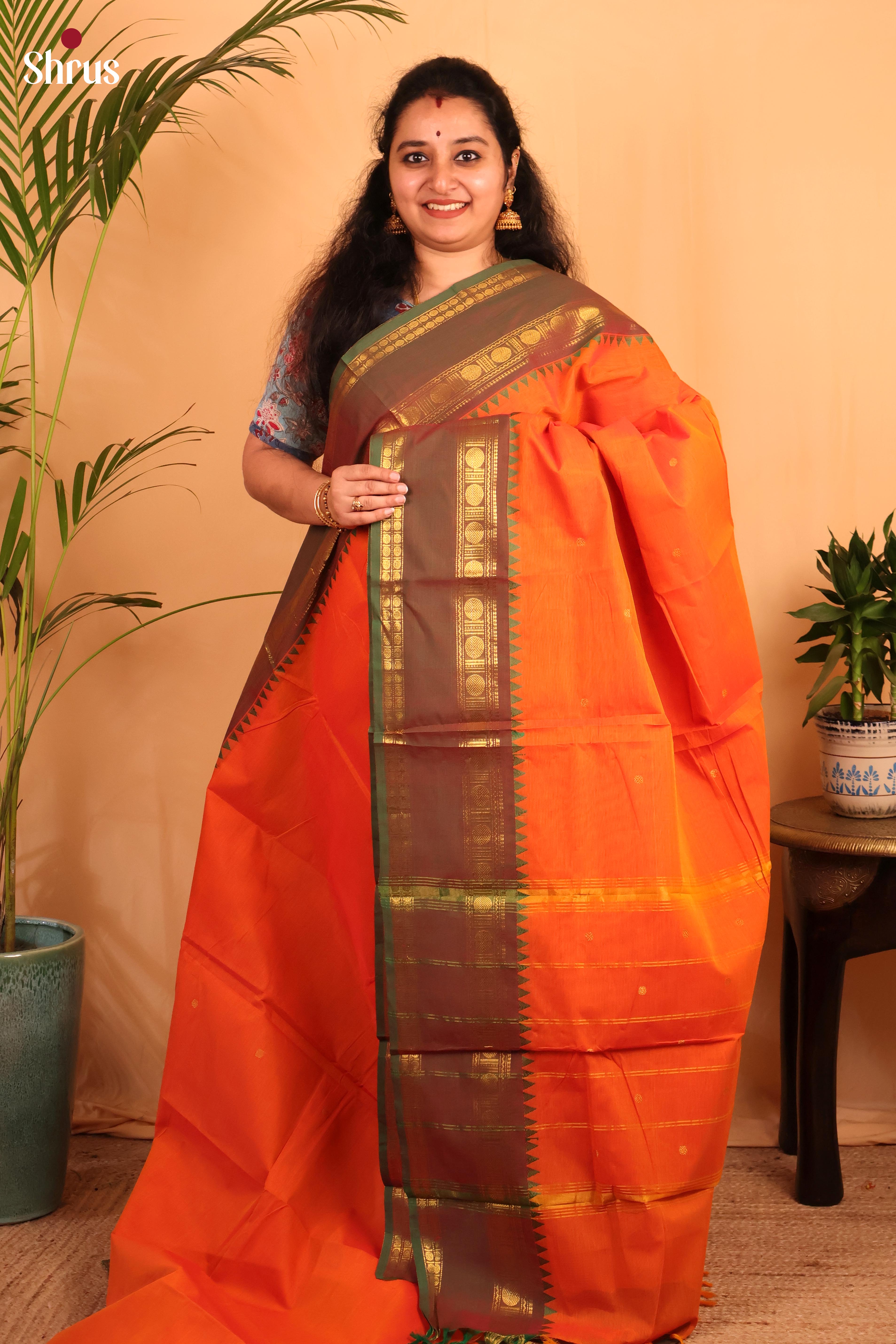 Orange & Brown - Chettinad Cotton - Shop on Shrus.com