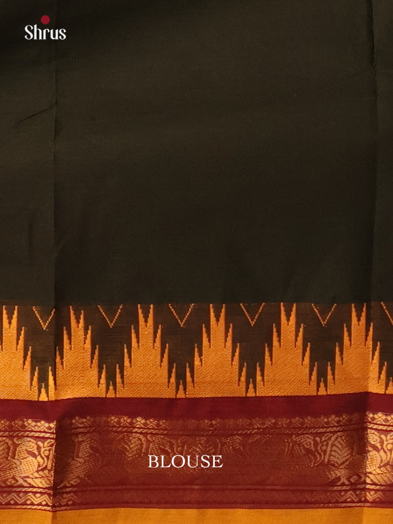Karupachai & Mustard- Chettinad Cotton Saree - Shop on Shrus.com