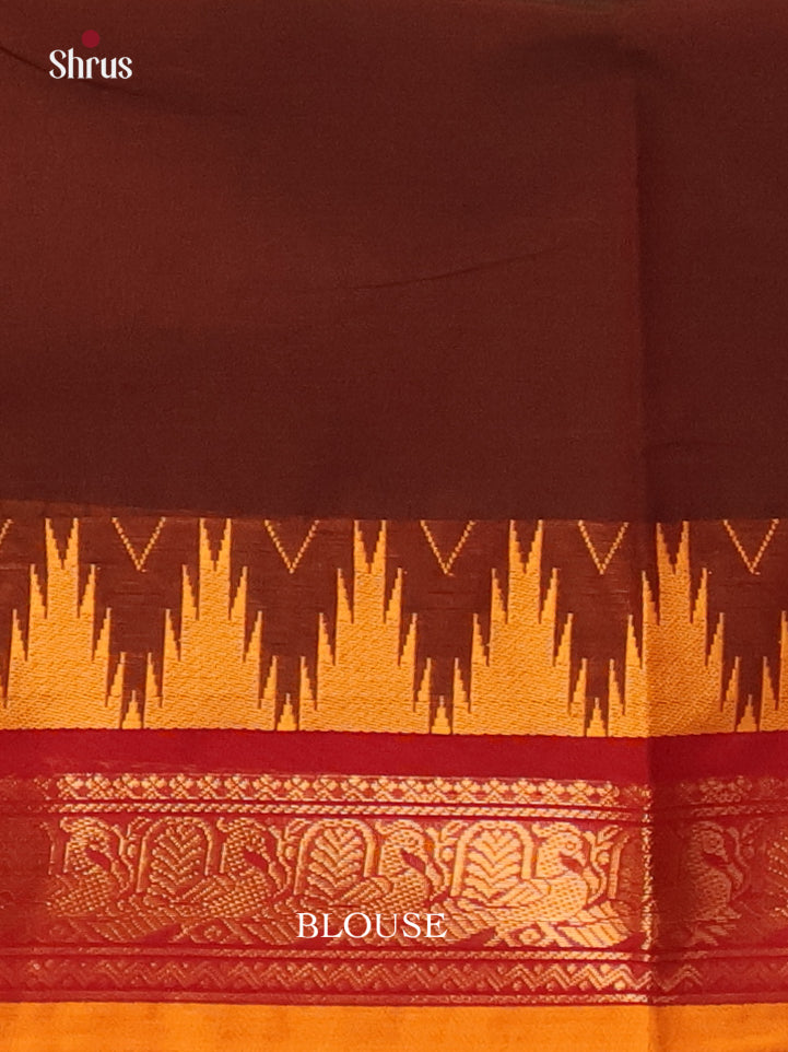Brown & Mustard - Chettinad Cotton Saree - Shop on Shrus.com