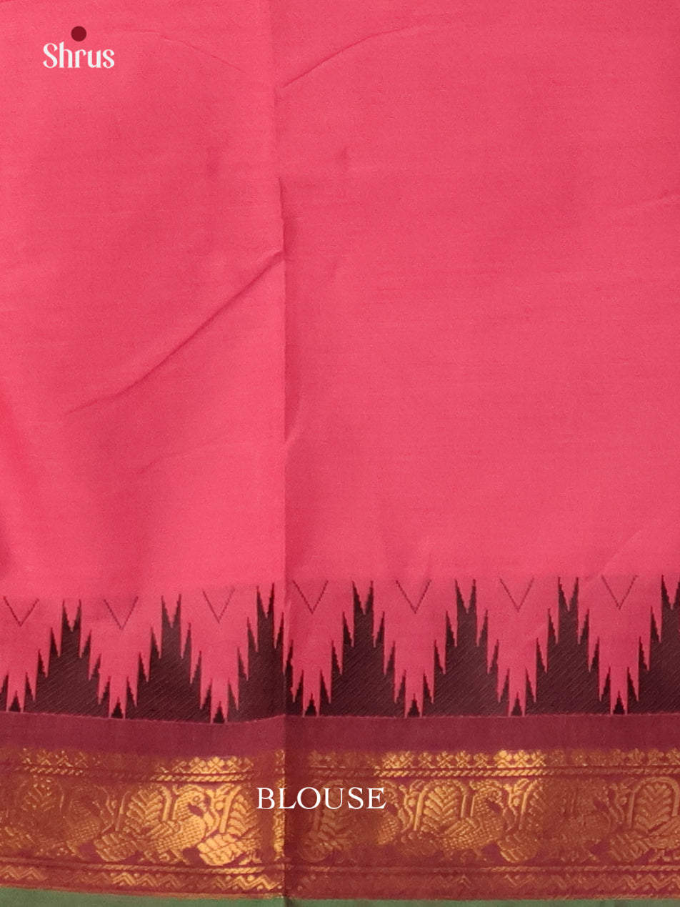 Pink With Green & Maroon - Chettinad Cotton Saree - Shop on Shrus.com