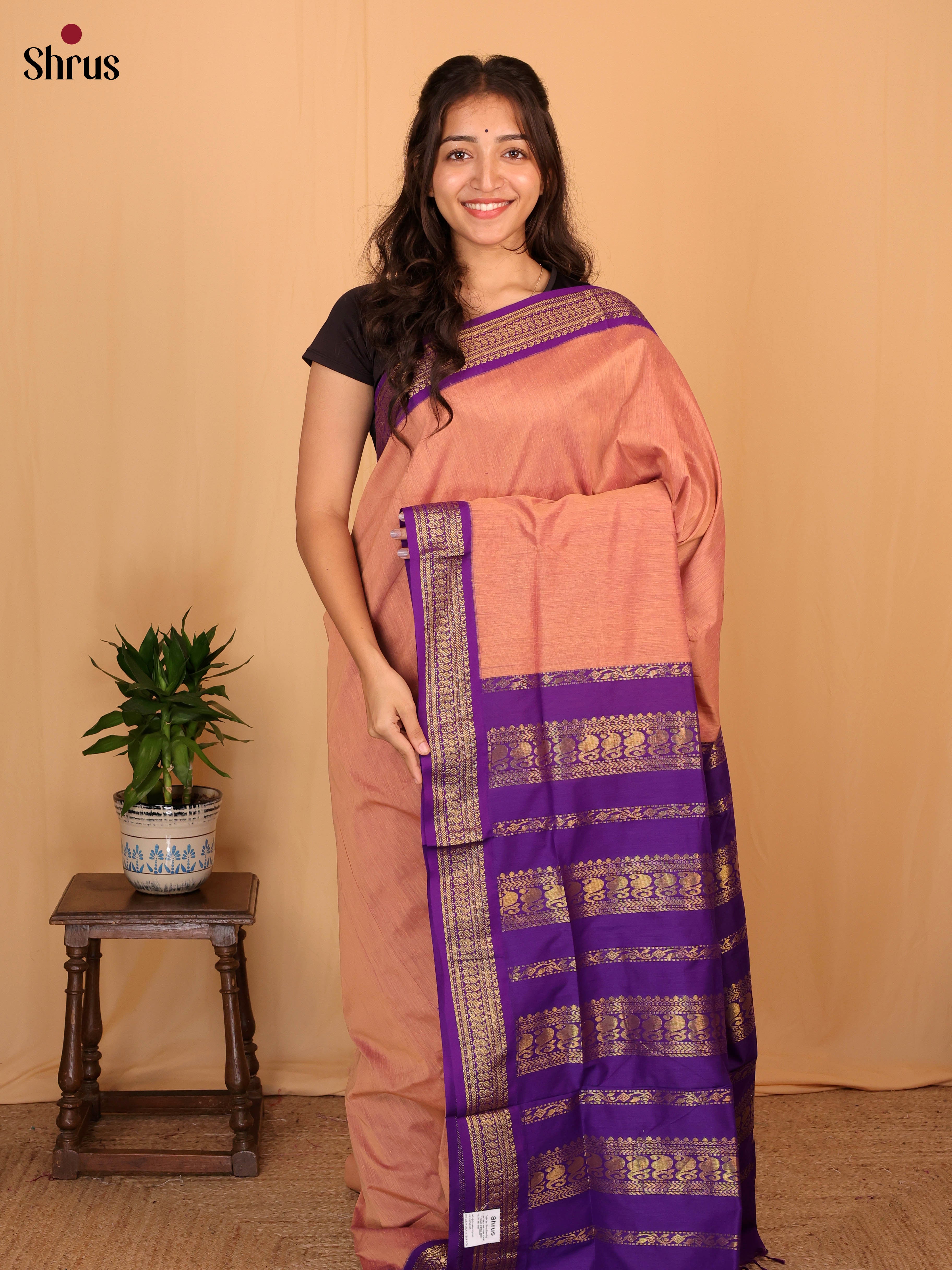Peach & Violet - Kalyani Cotton Saree - Shop on Shrus.com