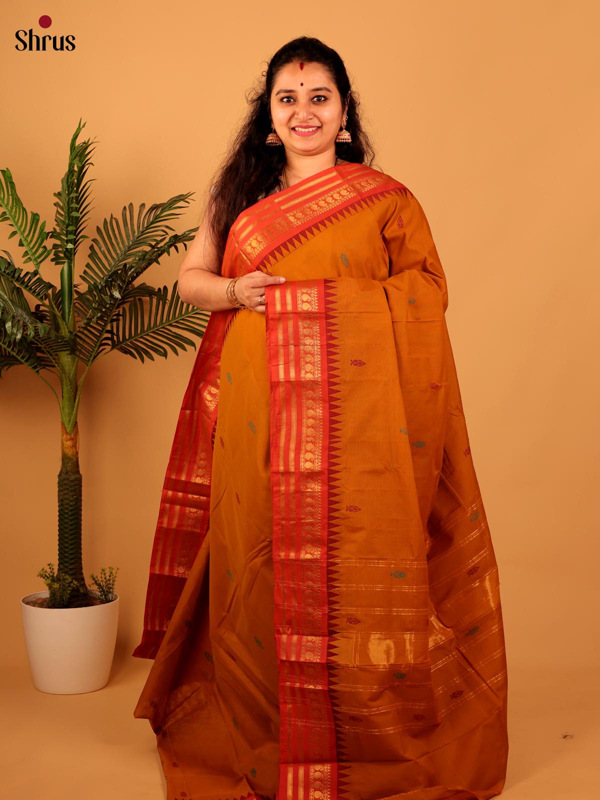 Mustard & Orange- Chettinad Mix Cotton - Shop on Shrus.com