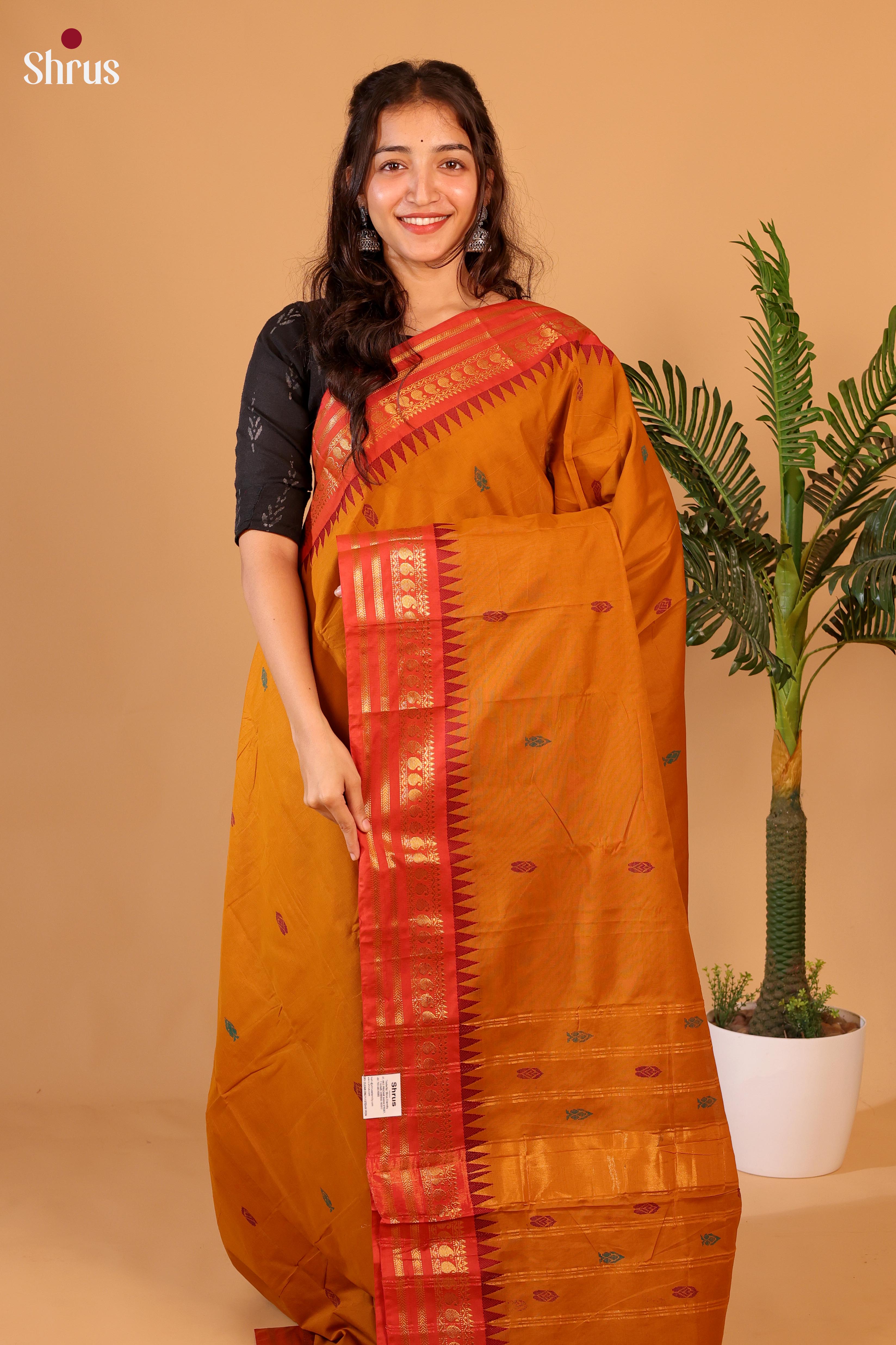Mustard & Orange- Chettinad Mix Cotton - Shop on Shrus.com