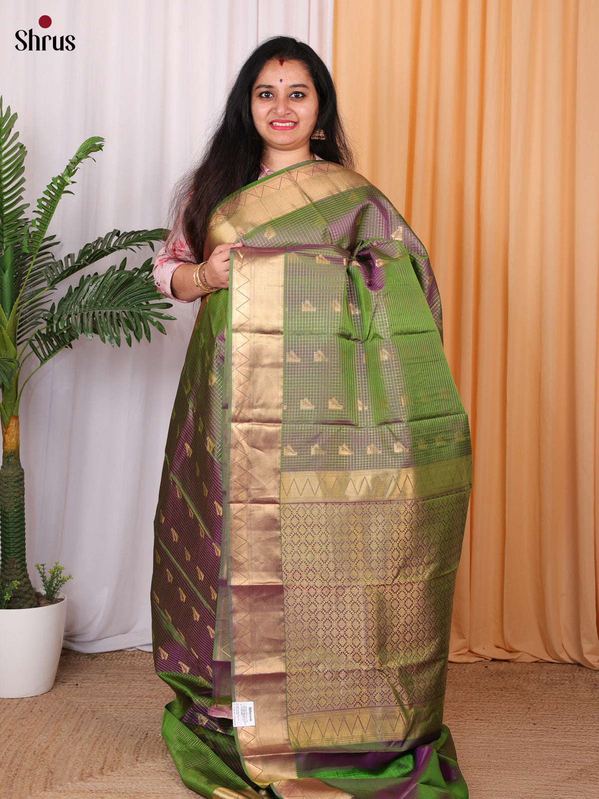 Green(Single Tone) - Kanchipuram silk Saree - Shop on Shrus.com
