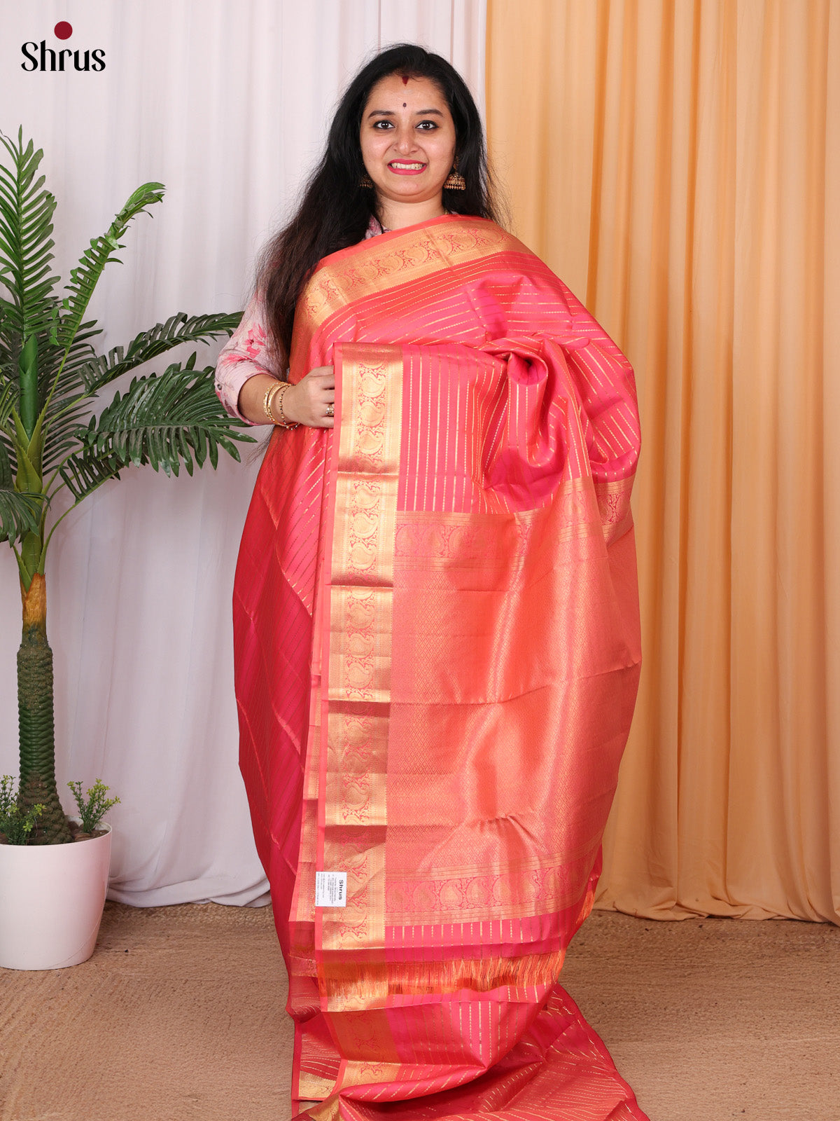 Pink(Single Tone) - Kanchipuram silk Saree - Shop on Shrus.com