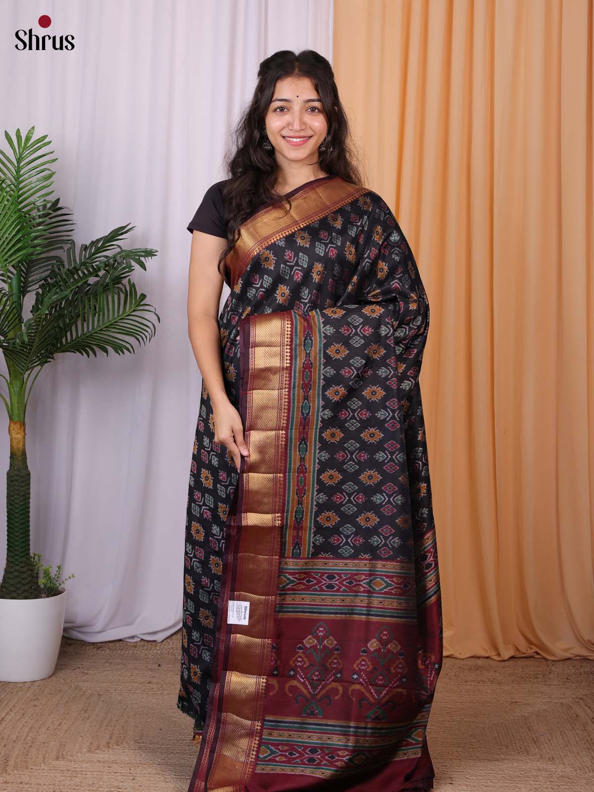 Black & Brown - Semi Patola Saree - Shop on Shrus.com