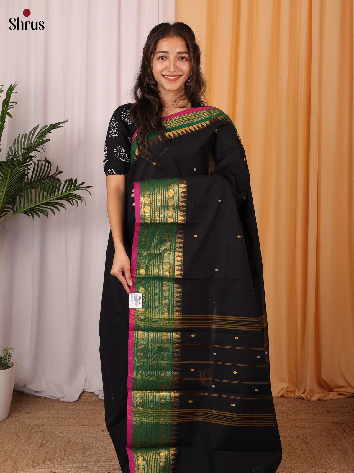 Black & Green - Chettinad Cotton Saree - Shop on Shrus.com
