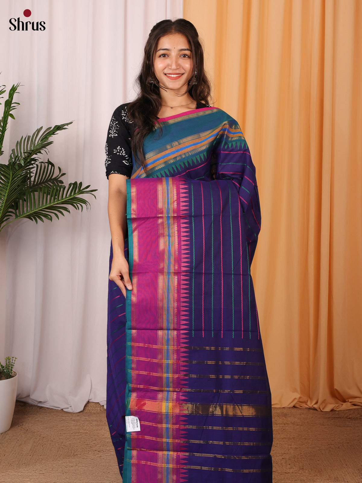 Violet & Blue - Chettinad Cotton Saree - Shop on Shrus.com