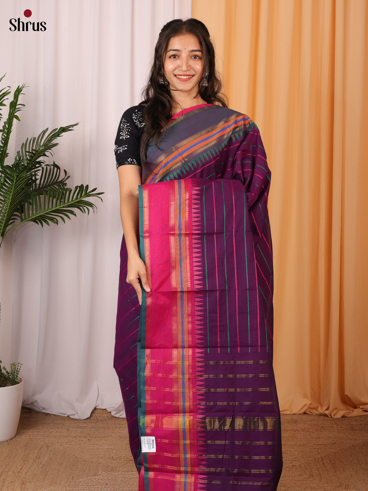 Violet & Pink - Chettinad Cotton Saree - Shop on Shrus.com