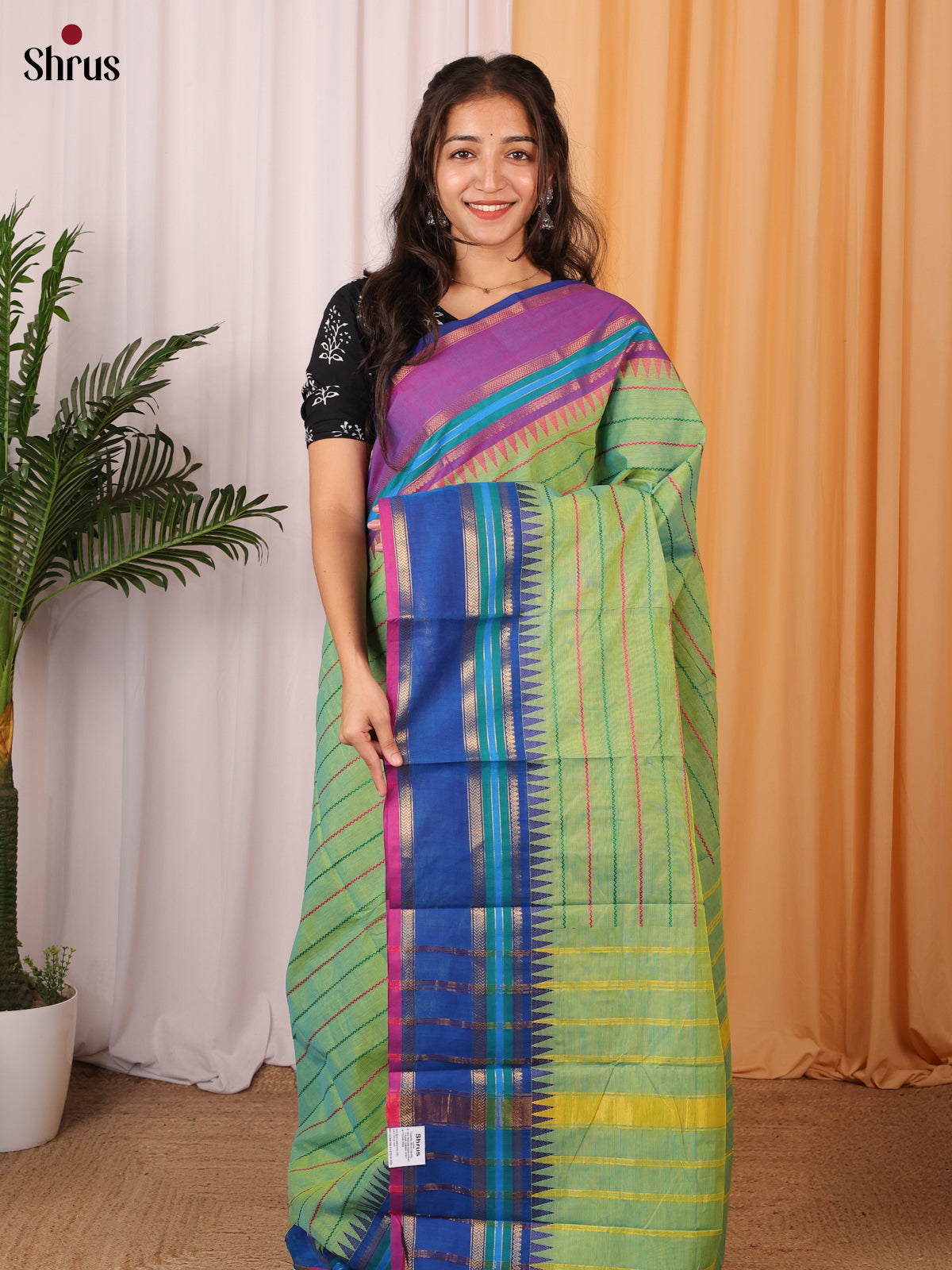 Green & Blue - Chettinad Cotton Saree - Shop on Shrus.com