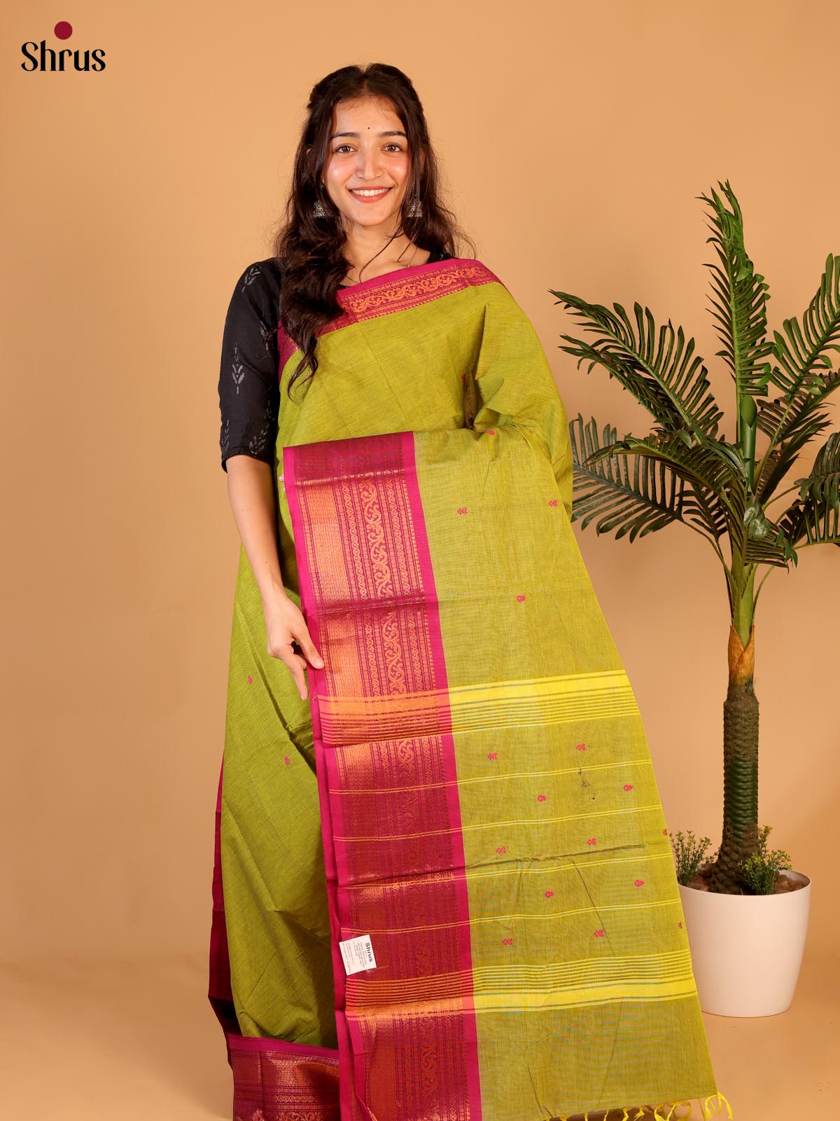 Green & Pink - Chettinad Cotton Saree - Shop on Shrus.com