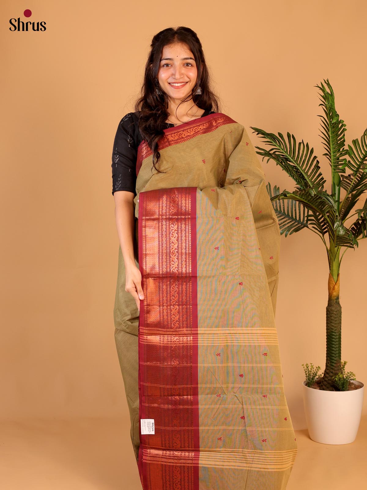 Grey & Maroon - Chettinad Cotton Saree - Shop on Shrus.com