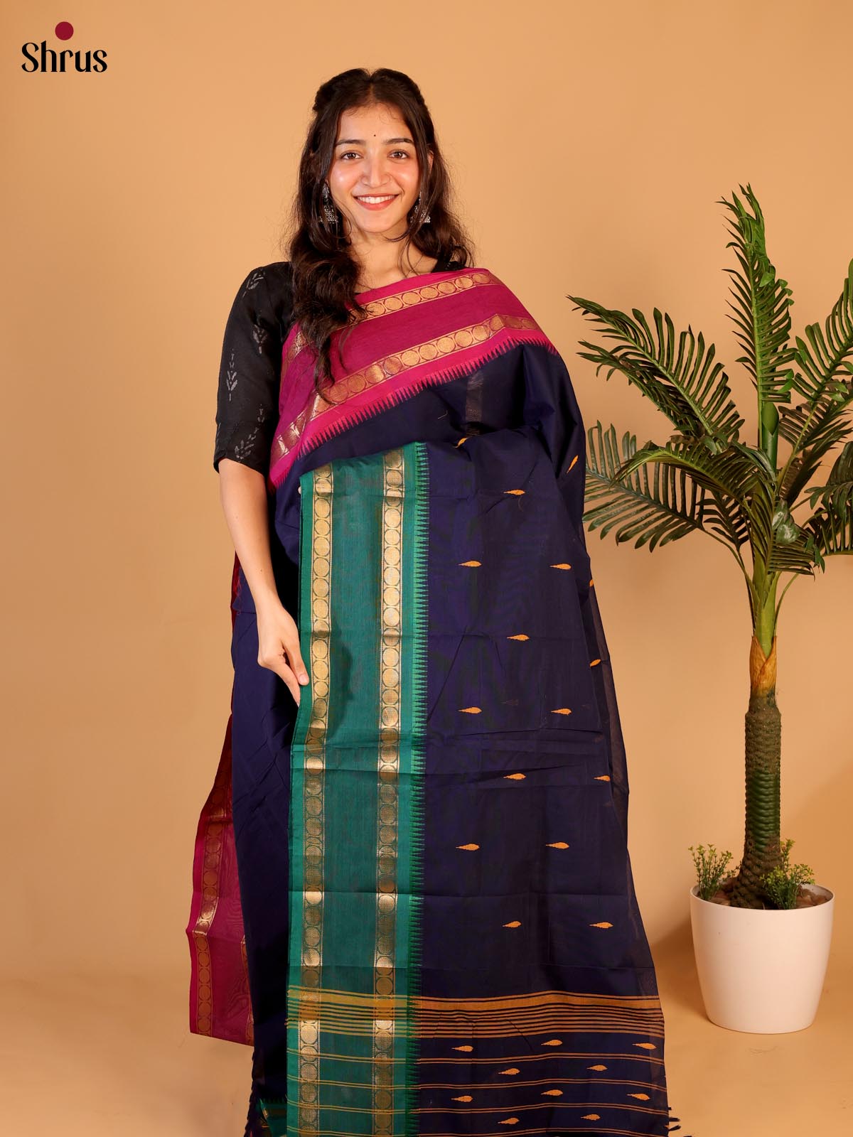 Violet & Green- Chettinad Cotton Saree - Shop on Shrus.com