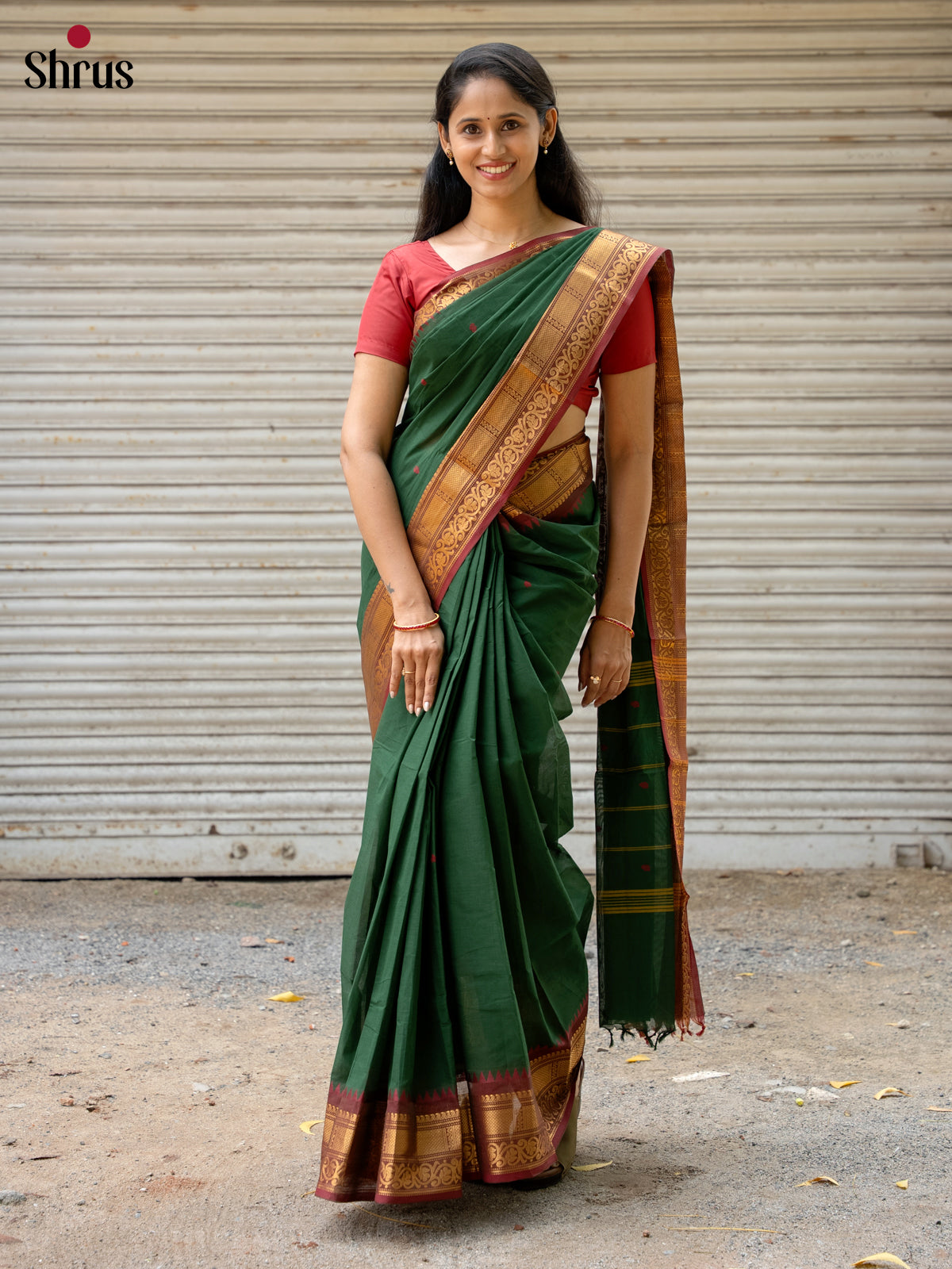 Green & Brown - Chettinad Cotton Saree