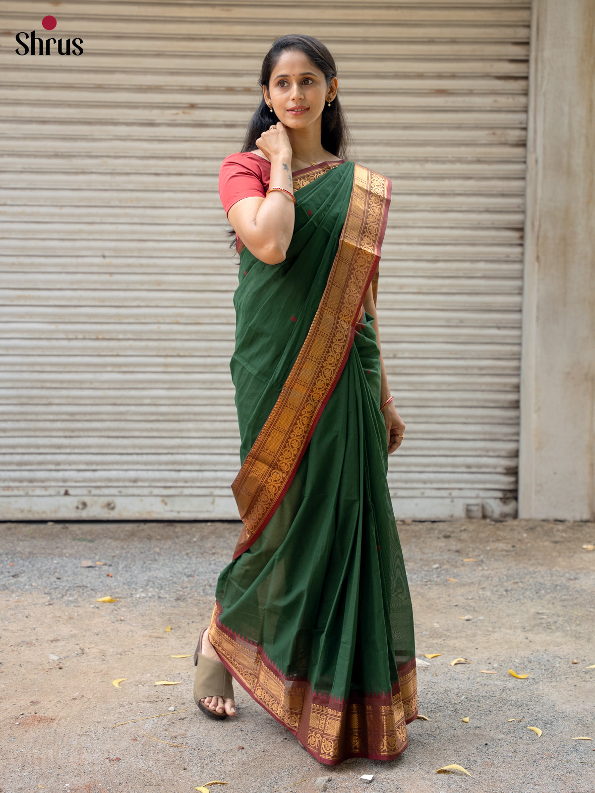 Green & Brown - Chettinad Cotton Saree