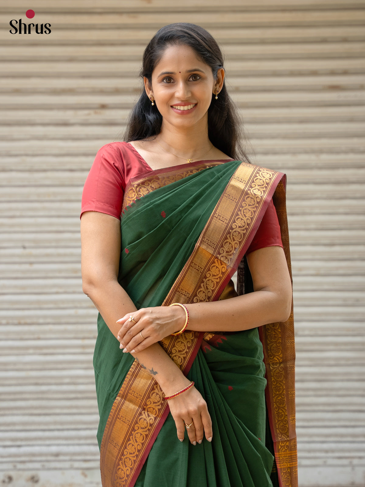Green & Brown - Chettinad Cotton Saree
