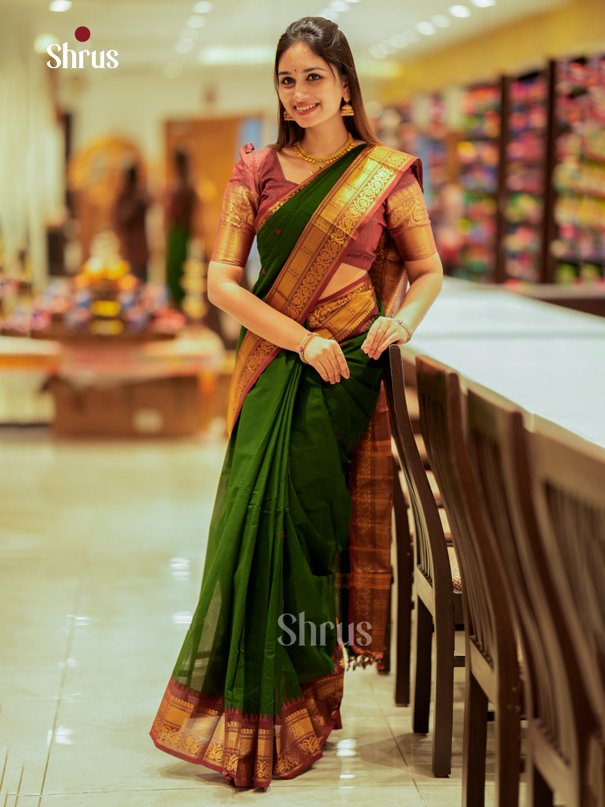 Green & Brown - Chettinad Cotton Saree