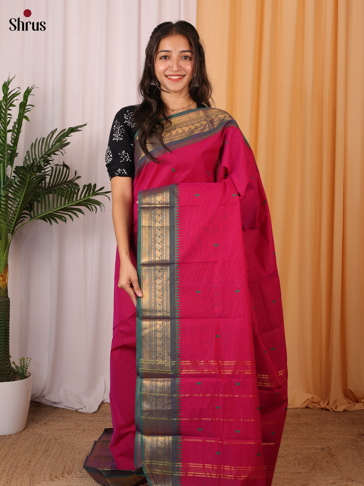 Red & Green - Chettinad Cotton Saree - Shop on Shrus.com