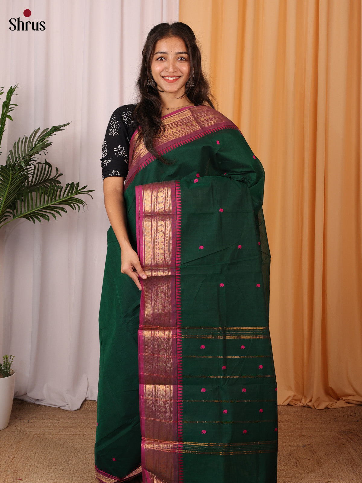 Green & Purple - Chettinad Cotton Saree - Shop on Shrus.com