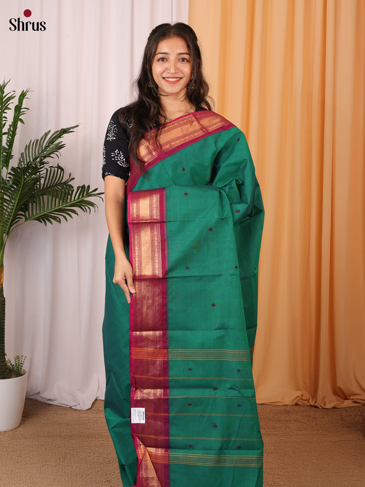 Green & Maroon - Chettinad Cotton Saree - Shop on Shrus.com