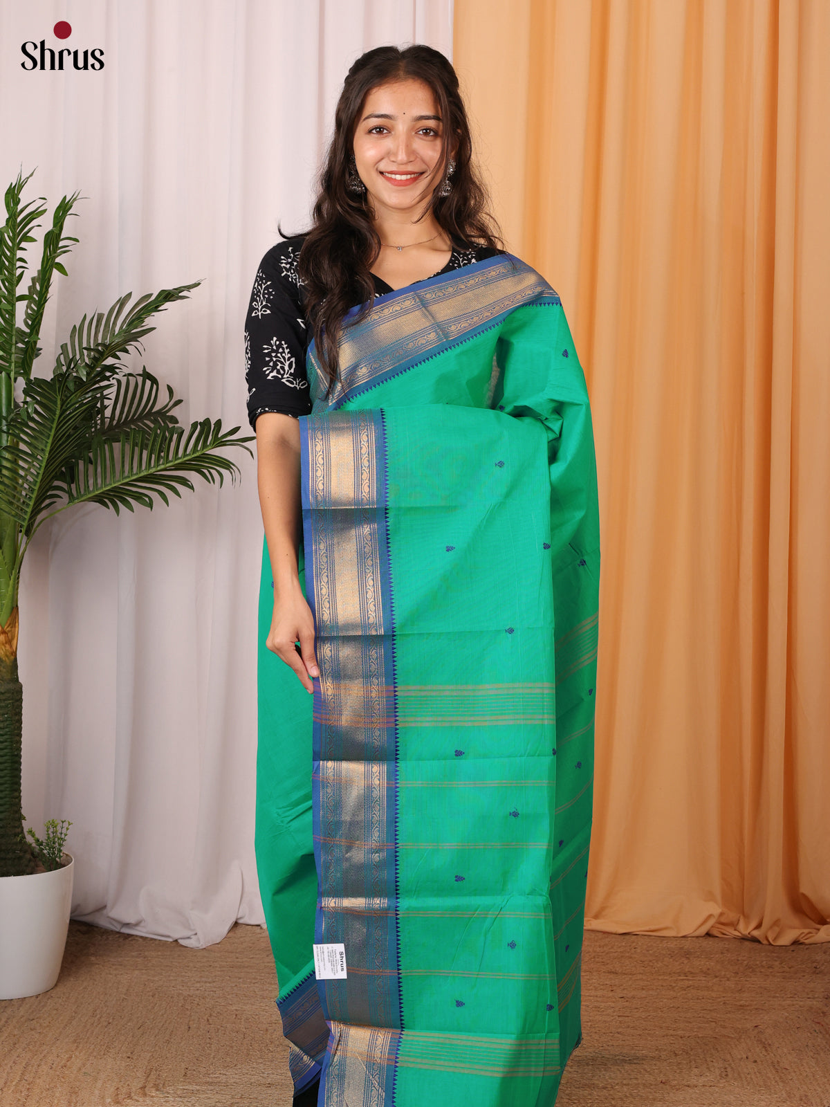 Green & Blue - Chettinad Cotton Saree - Shop on Shrus.com