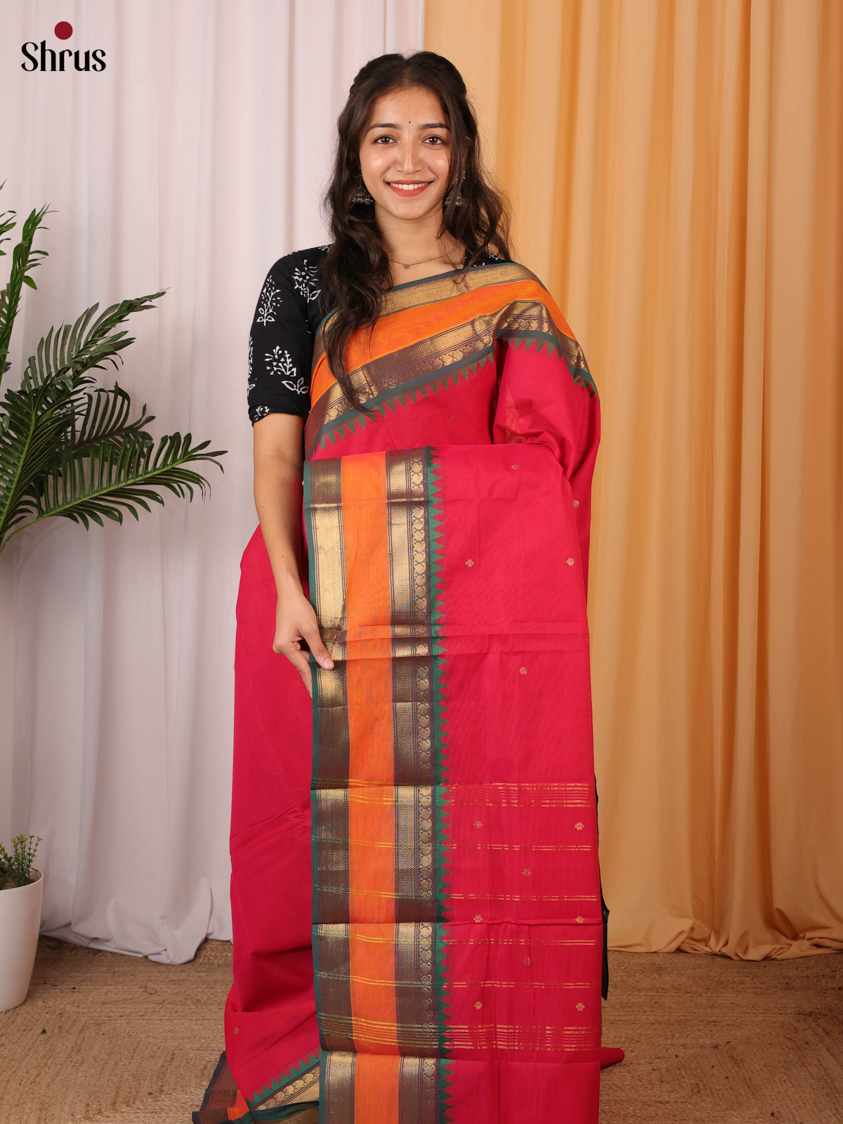 Red & Green - Chettinad Cotton Saree - Shop on Shrus.com