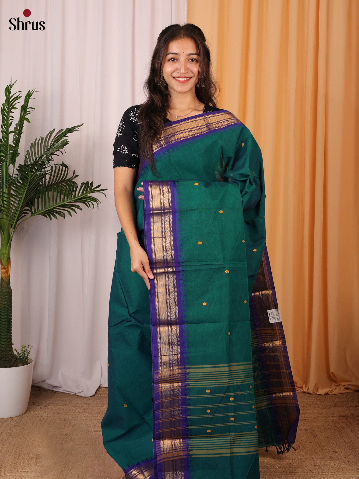 Green & Blue - Chettinad Cotton Saree - Shop on Shrus.com