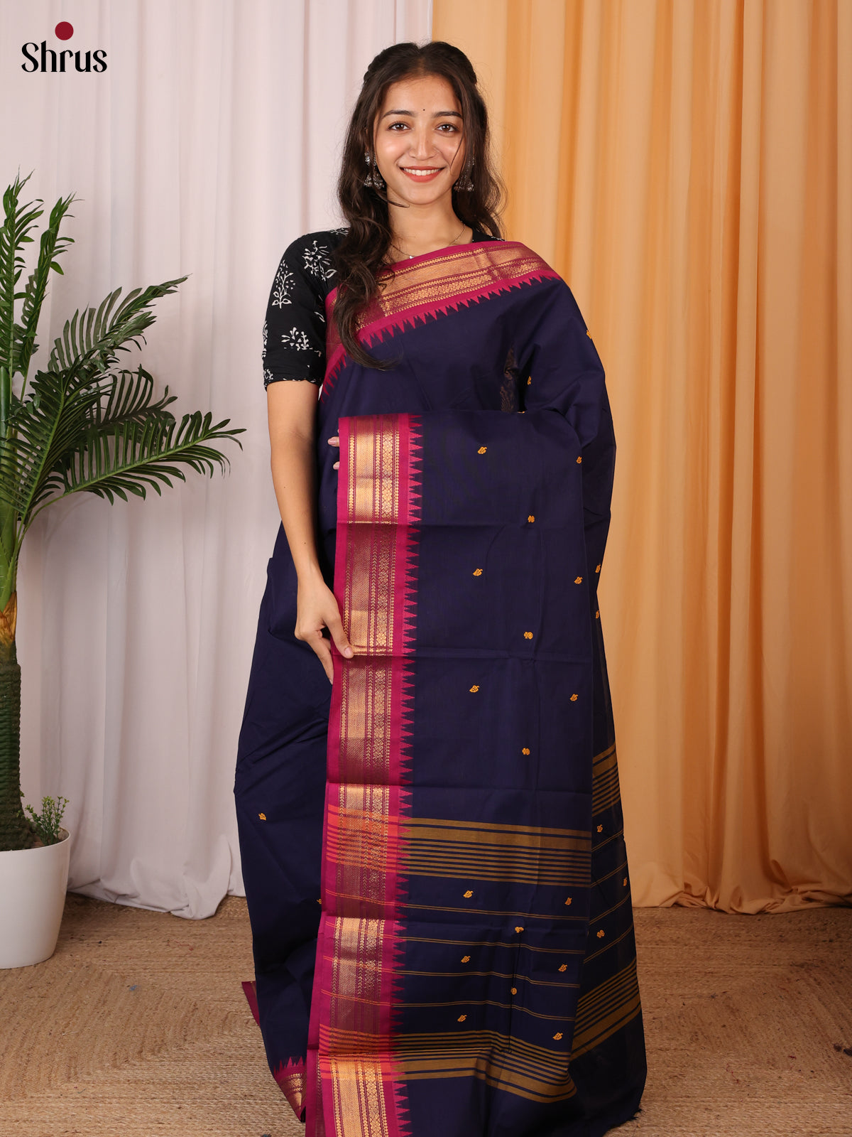 Violet & Maroon - Chettinad Cotton Saree - Shop on Shrus.com