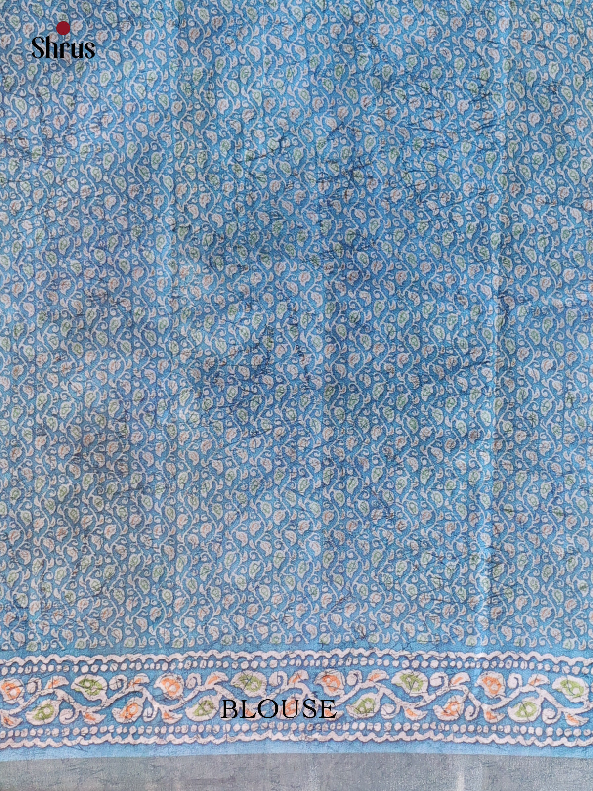 Brown & Blue - Batik printed Semi Tussar Saree - Shop on Shrus.com