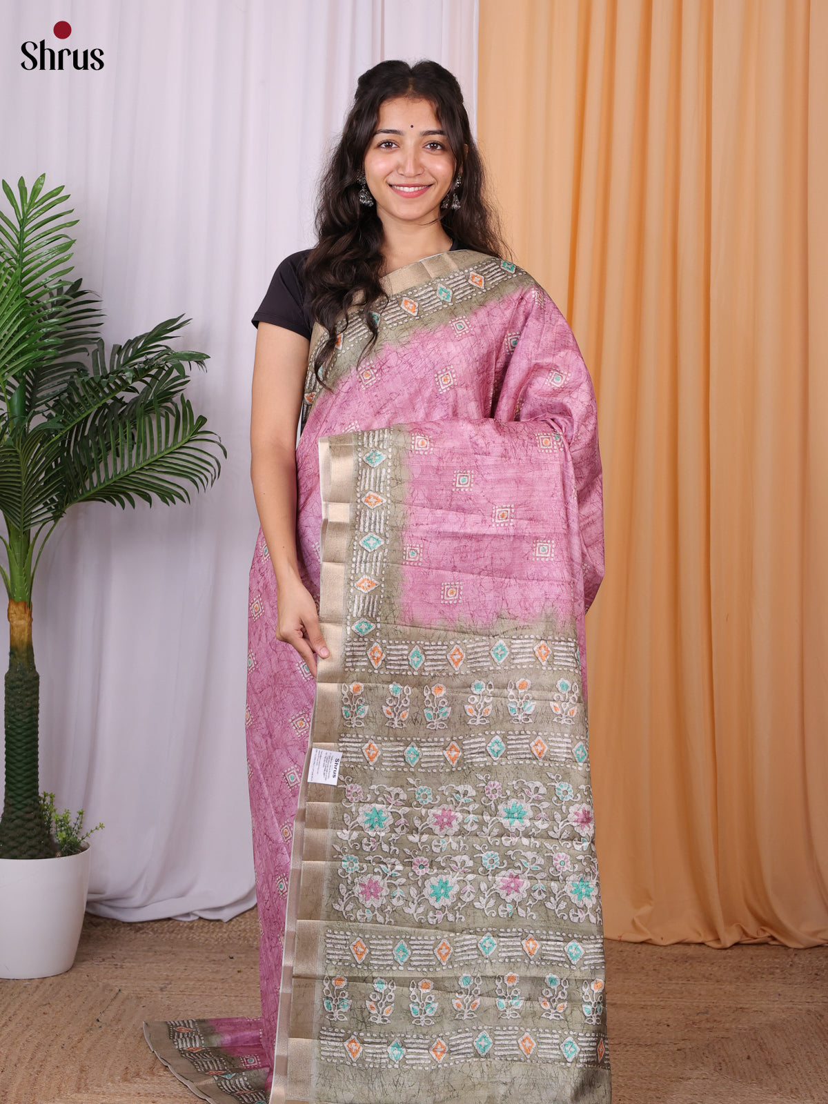 Purple & Grey - Semi Tussar Saree - Shop on Shrus.com