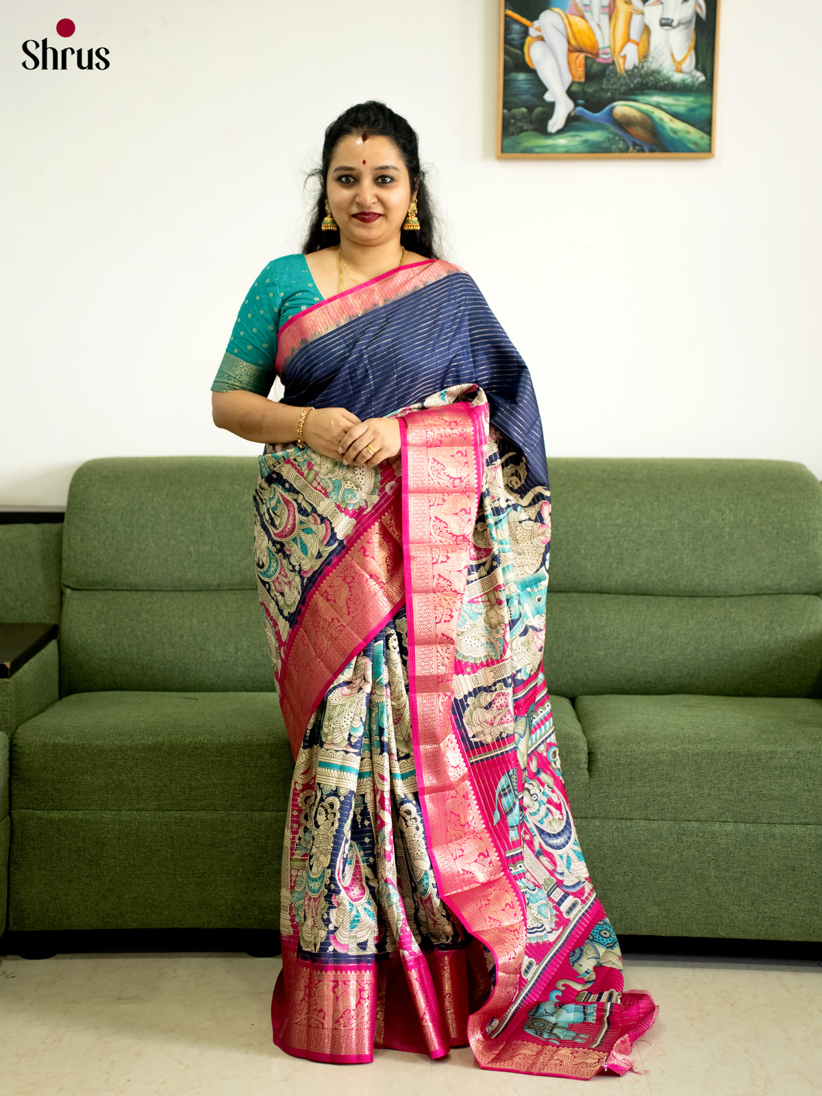 Violet & Pink - Semi Tussar Saree - Shop on Shrus.com