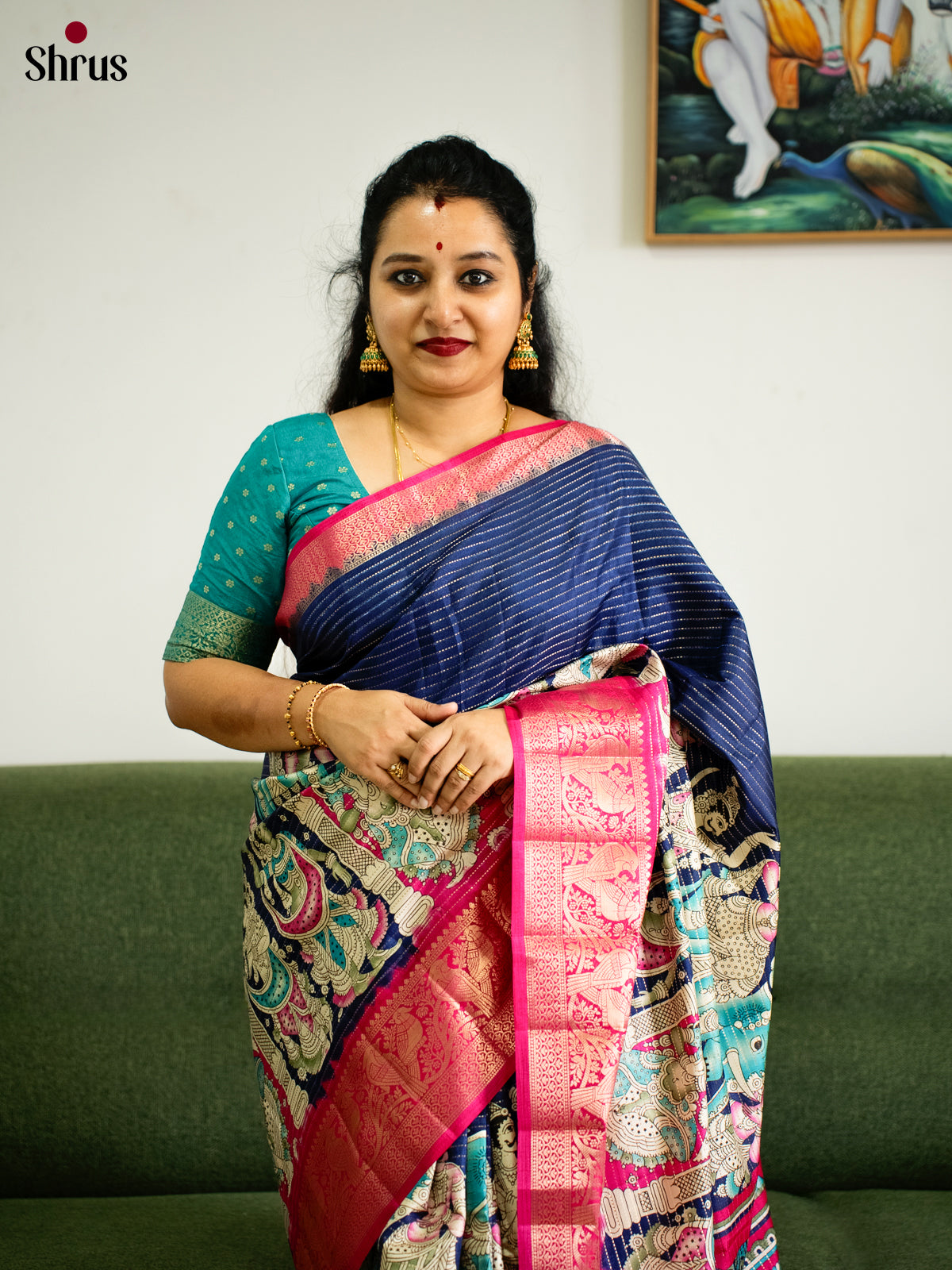 Violet & Pink - Semi Tussar Saree - Shop on Shrus.com