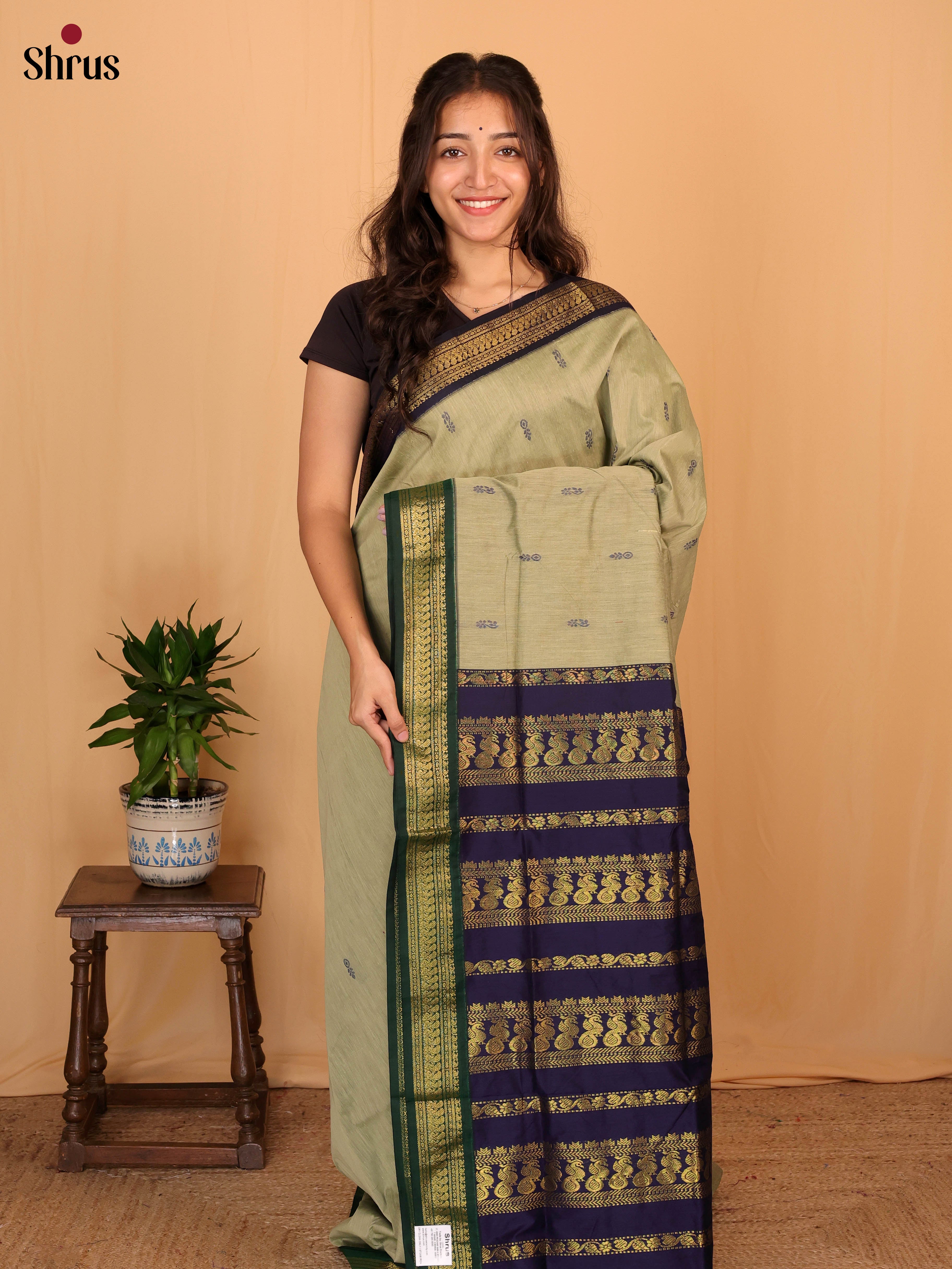 Elachi Green & Blue - Kalyani Cotton Saree - Shop on Shrus.com