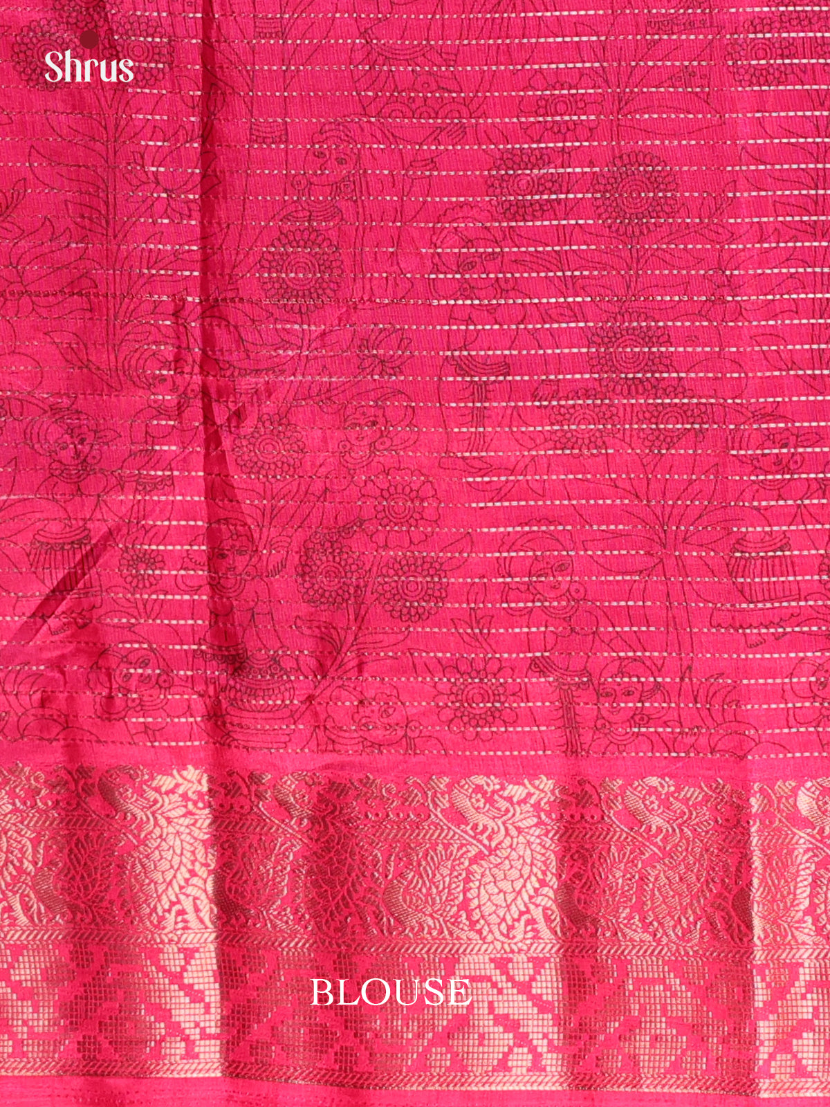 Blue & Red- Printed Semi Tussar Saree - Shop on Shrus.com